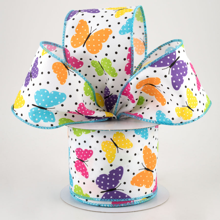 2.5" Butterflies & Dots Ribbon: Bright Multi (10 Yards) Lifestyle Photo