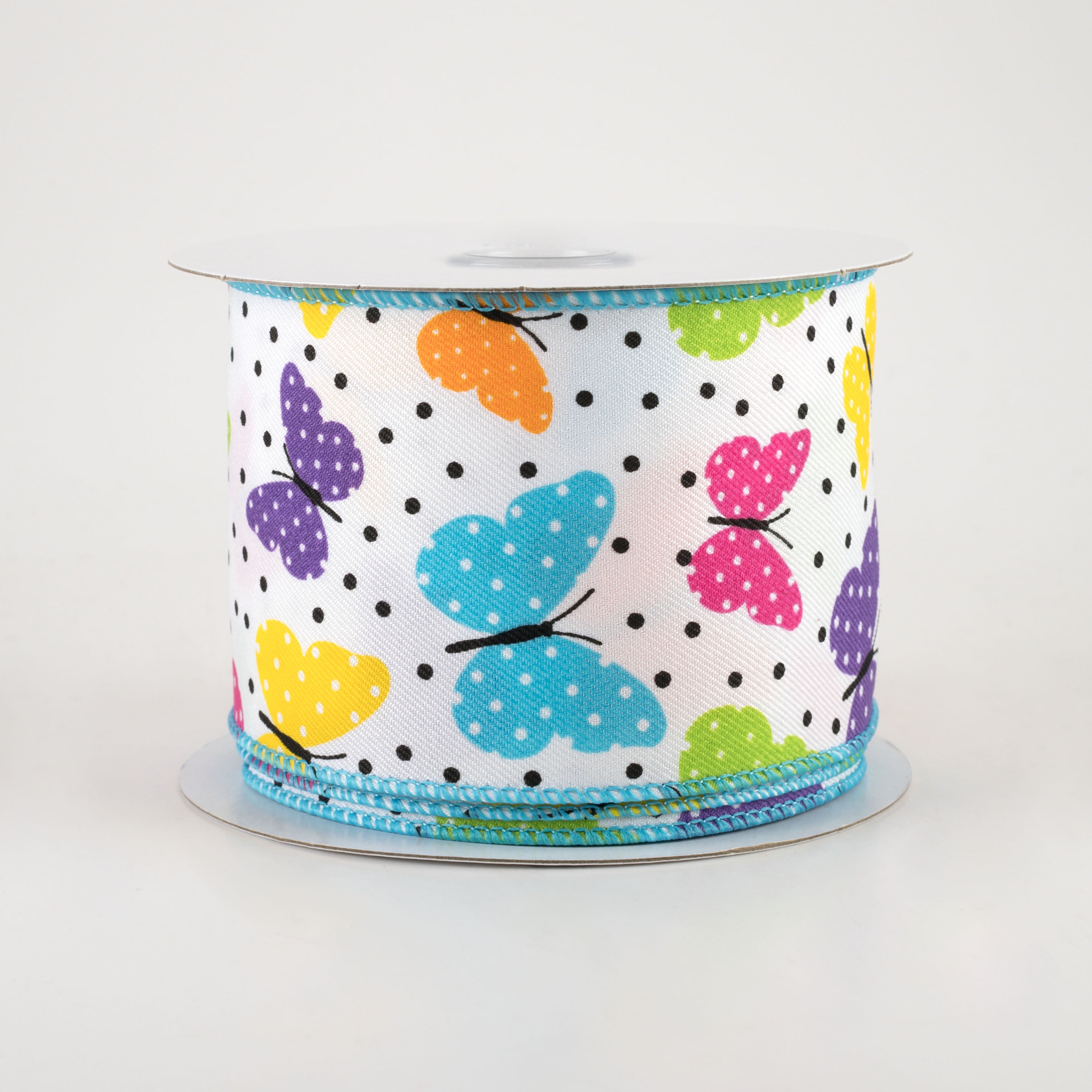 2.5" Butterflies & Dots Ribbon: Bright Multi (10 Yards)