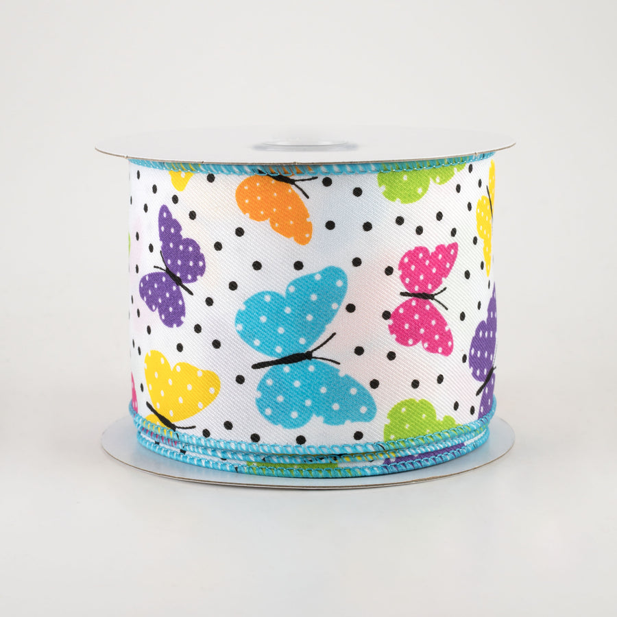2.5" Butterflies & Dots Ribbon: Bright Multi (10 Yards)