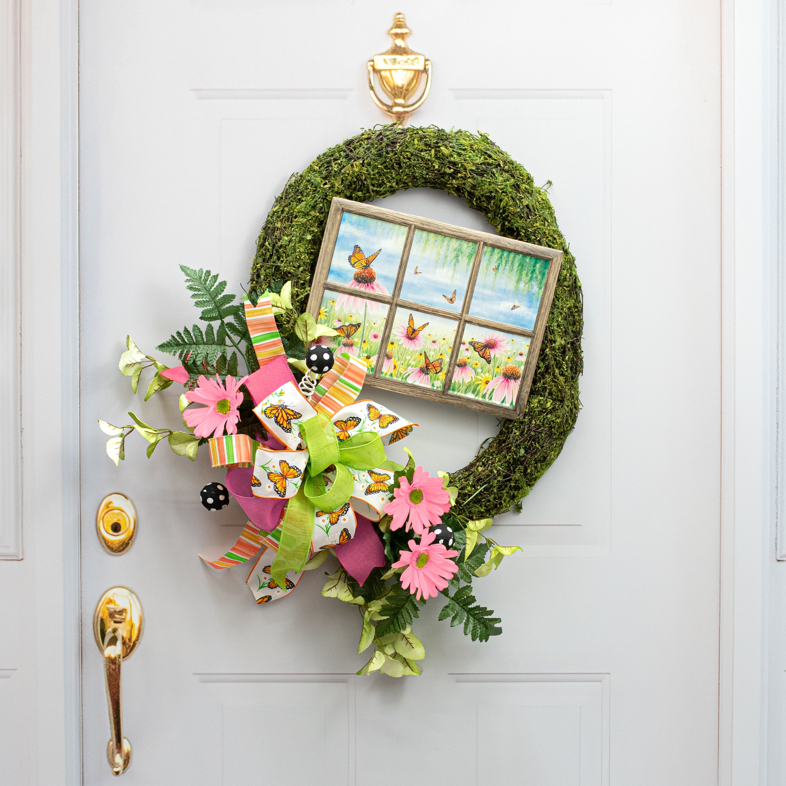12" Butterfly & Pink Daisies Window Sign Lifestyle Photo