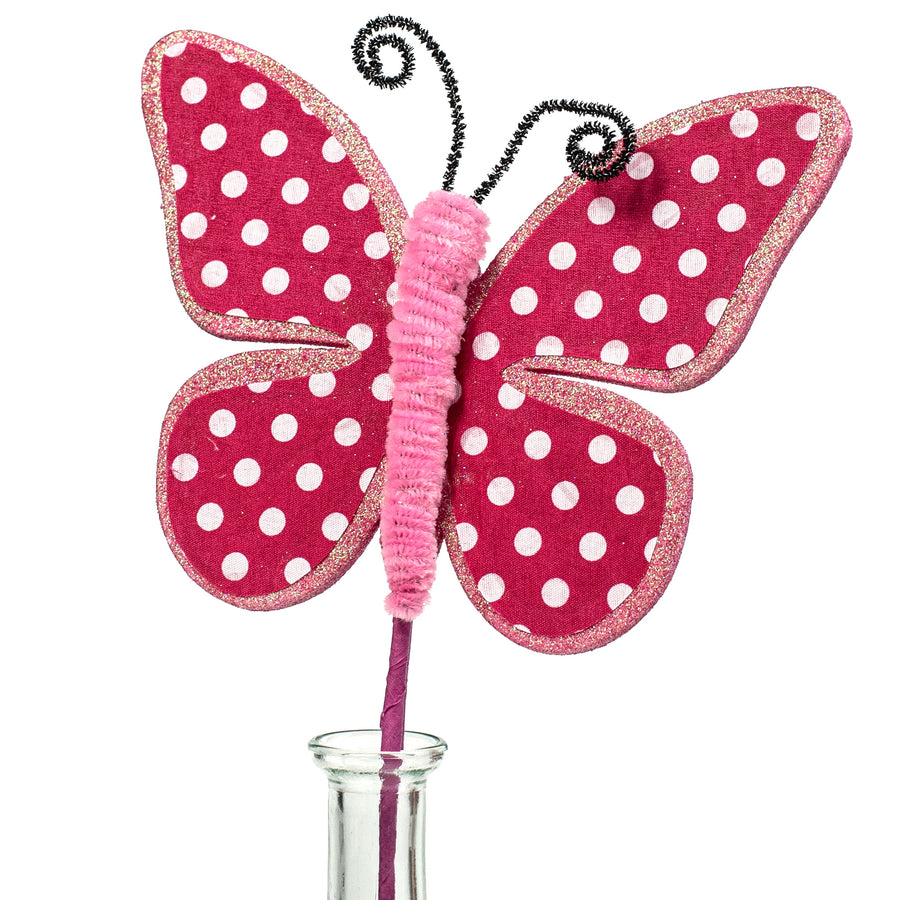 17" Butterfly Polkadot Pick: Fuchsia Pink Item Number: 62665BT