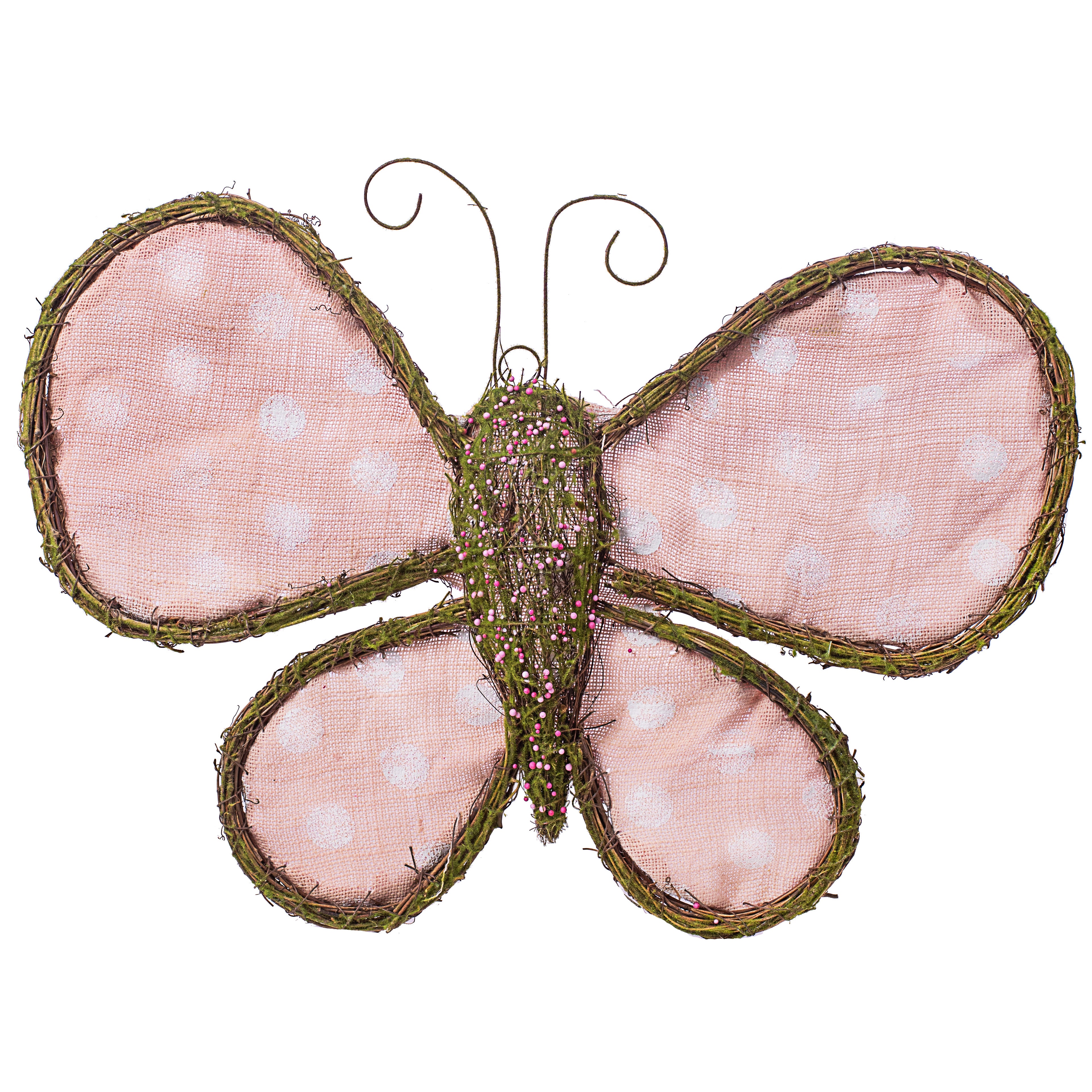 24" Butterfly Twig Form With Polka Dot Burlap Item Number: 62226PK