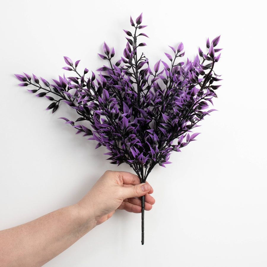 17" Halloween Leaf Bush: Black & Purple