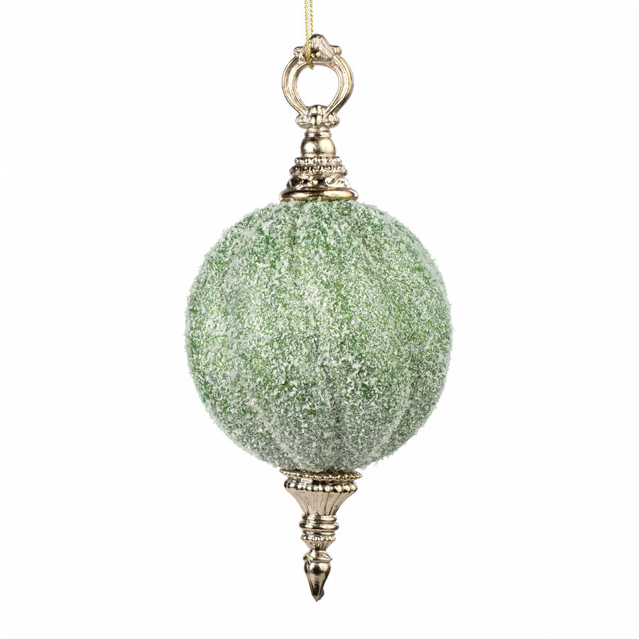 7.5" Snow Ball Finial Ornament: Mint Green
