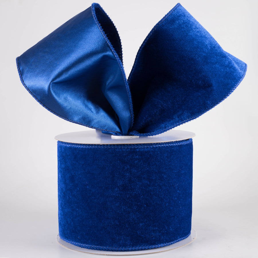 4" Deluxe Velvet Satin Backing Ribbon: Royal Blue (10 Yards)
