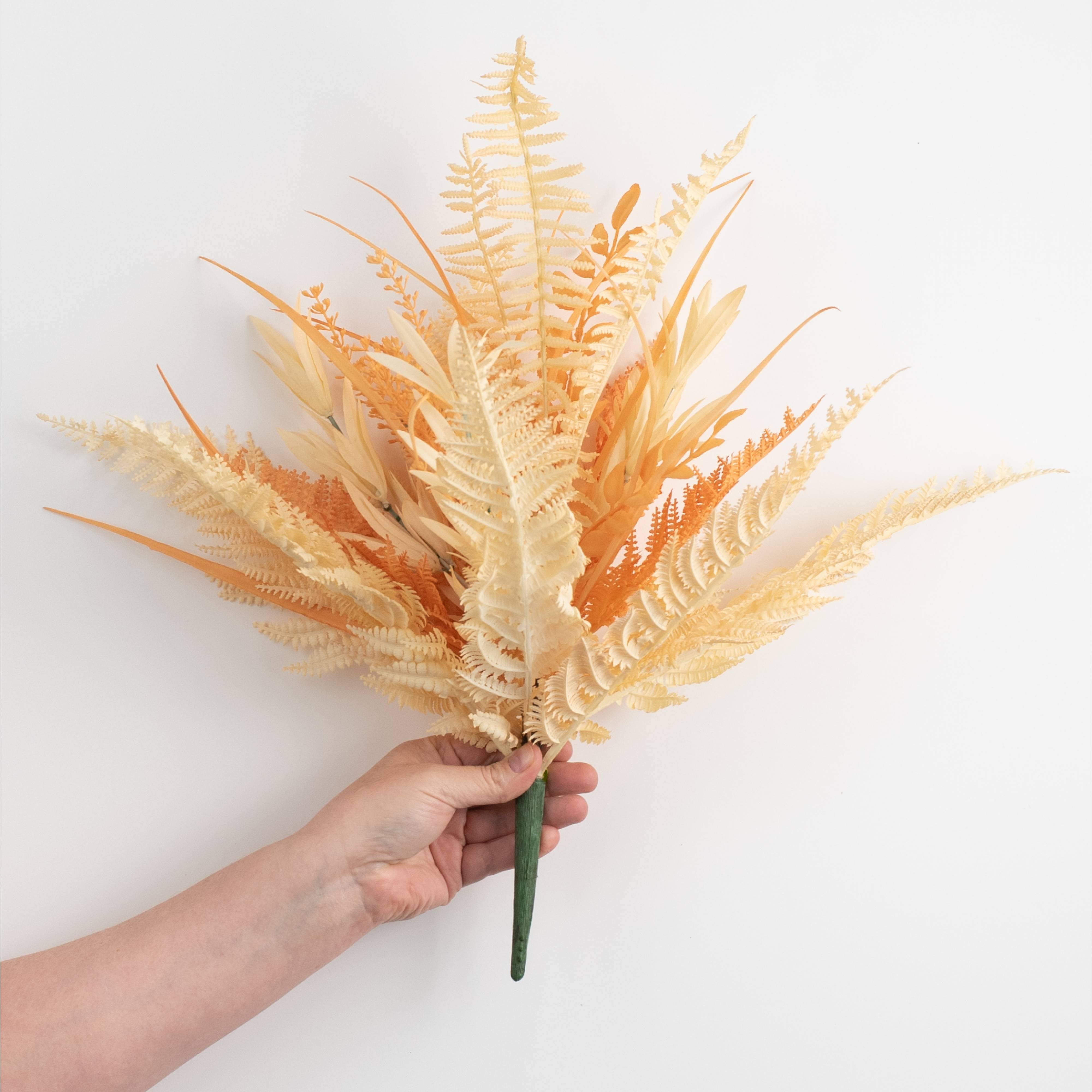 20" Mixed Fern Leaves Bush: Beige