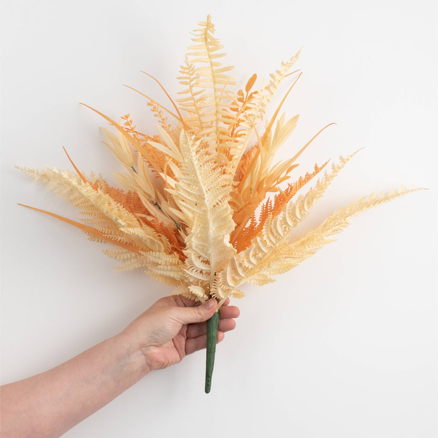 20" Mixed Fern Leaves Bush: Beige