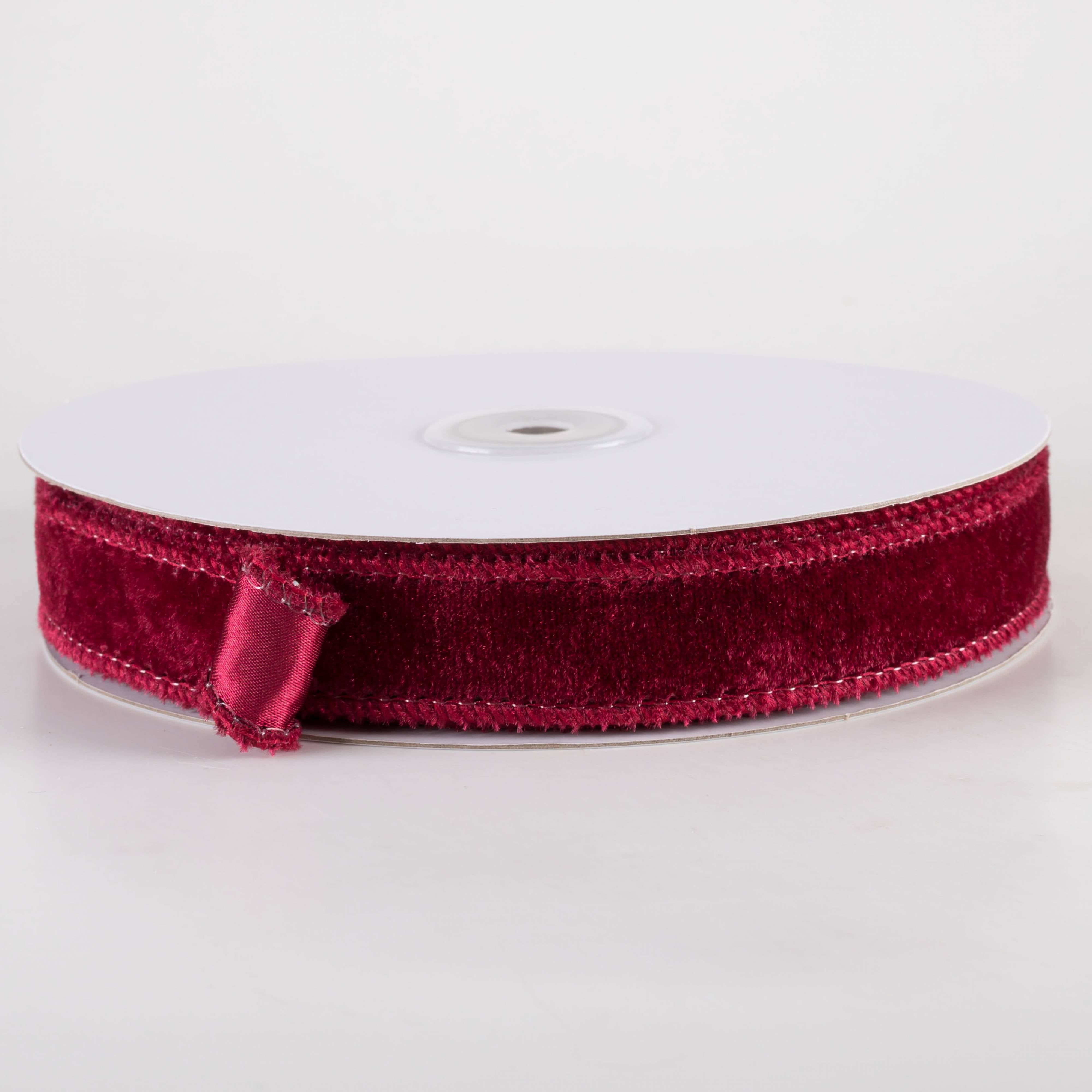 7/8" Deluxe Velvet Satin Backing Ribbon: Burgundy Red (10 Yards)
