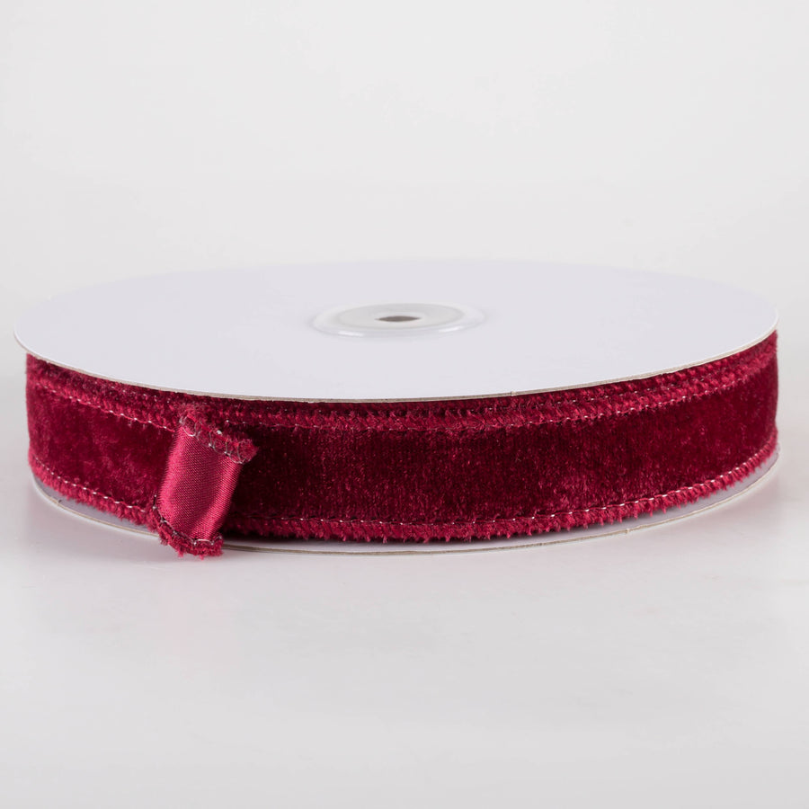 7/8" Deluxe Velvet Satin Backing Ribbon: Burgundy Red (10 Yards)