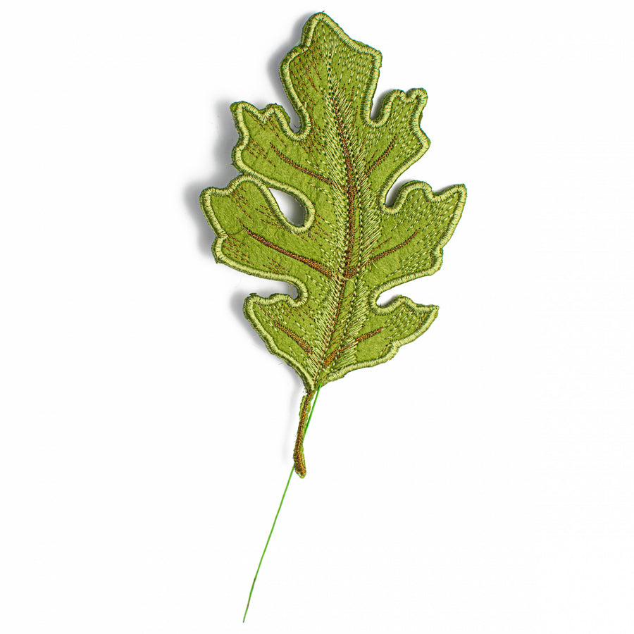 [D Stevens] 6" Embroidered Oak Leaf Clip Ornament: Olive Green