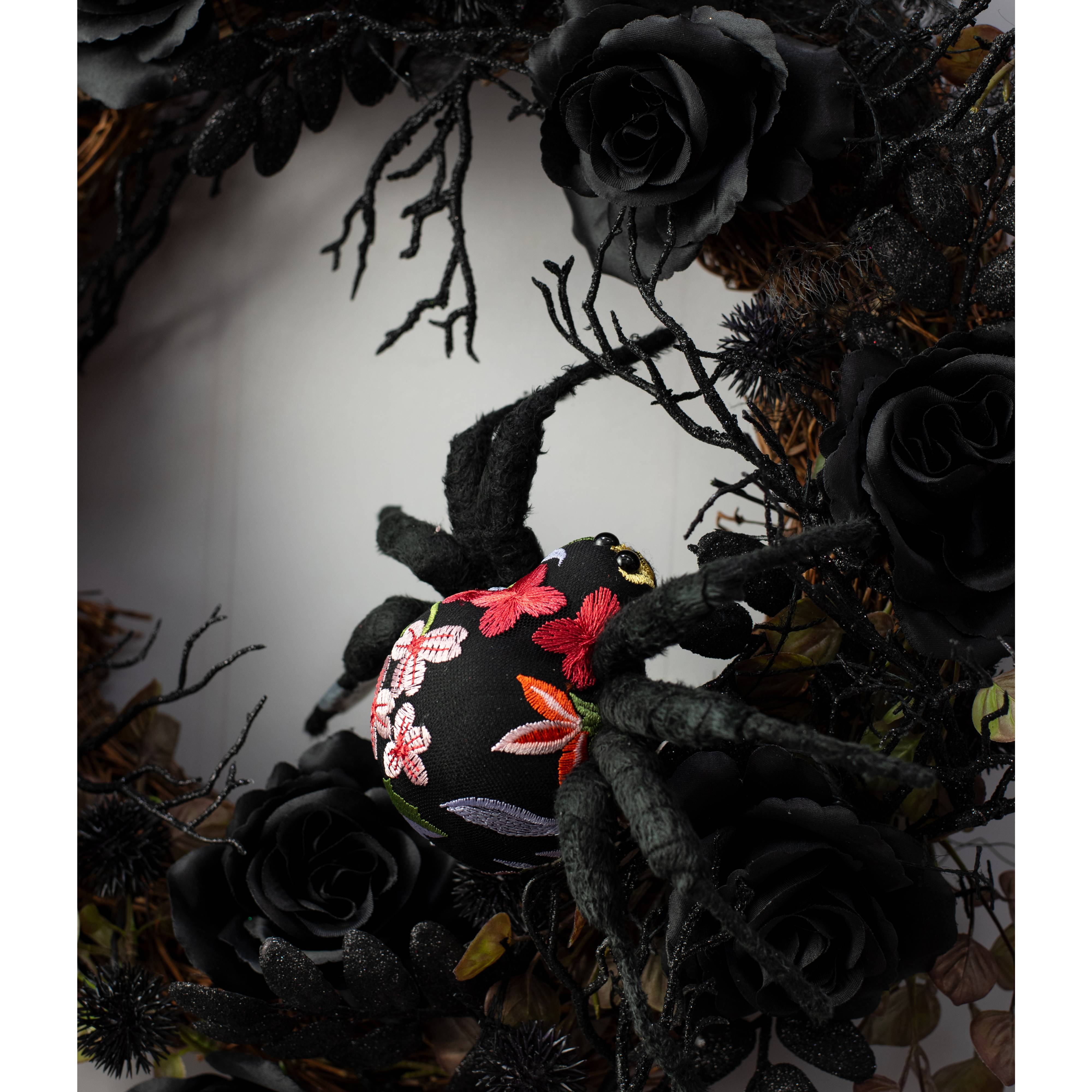 12" Embroidered Floral Spider Accent