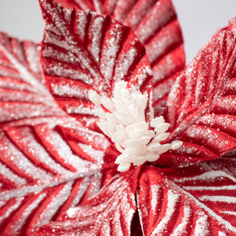 14" x 28" Striped Poinsettia Stem: Red & White