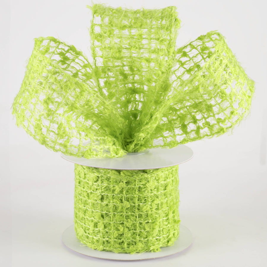 2.5" Fuzzy Open Weave Burlap Ribbon: Kiwi Green (10 Yards)