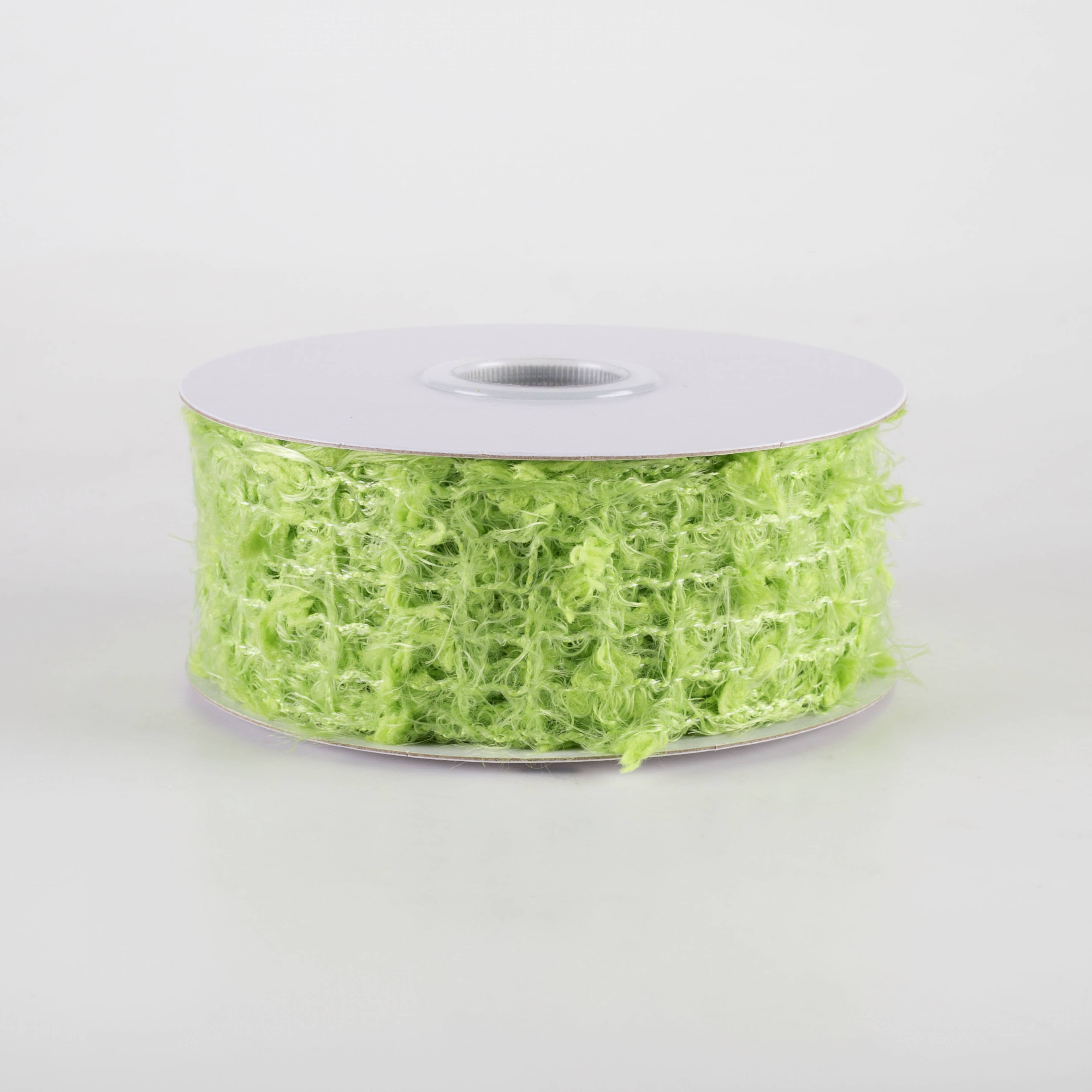 1.5" Fuzzy Open Weave Burlap Ribbon: Kiwi Green (10 Yards)