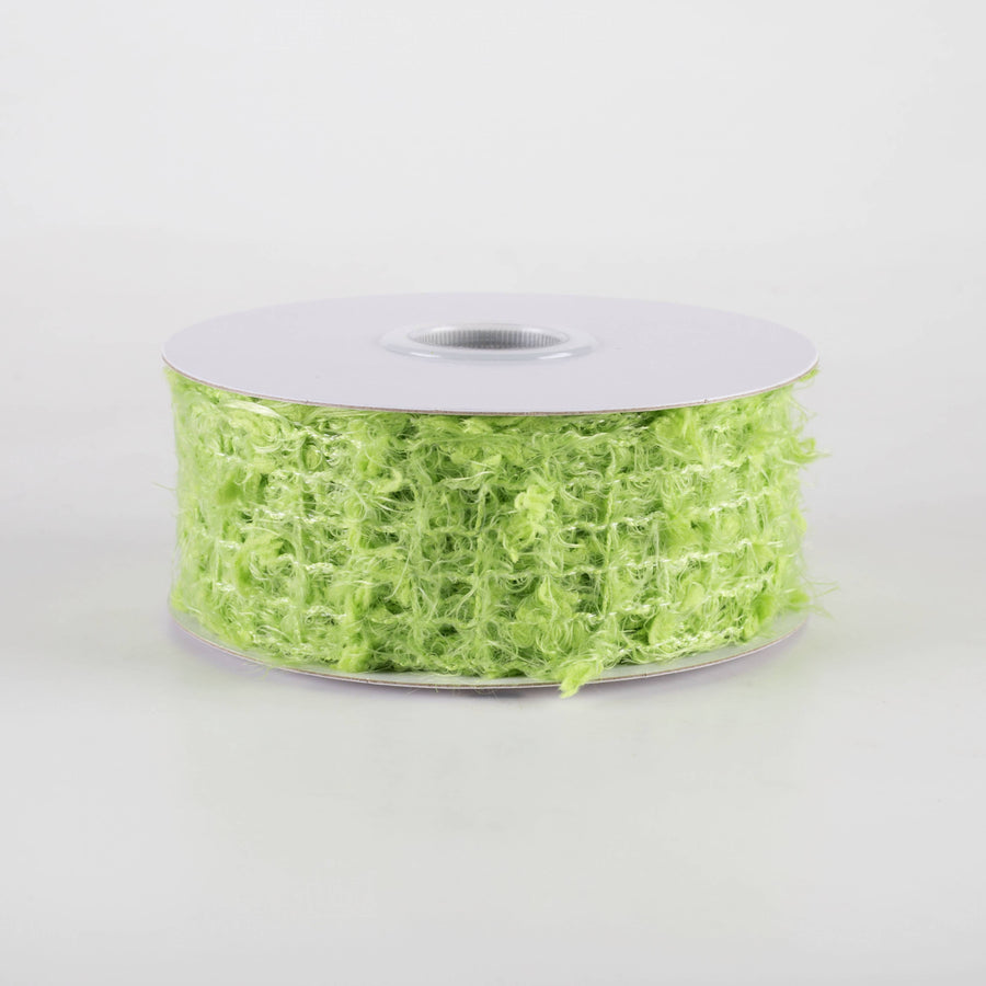 1.5" Fuzzy Open Weave Burlap Ribbon: Kiwi Green (10 Yards)