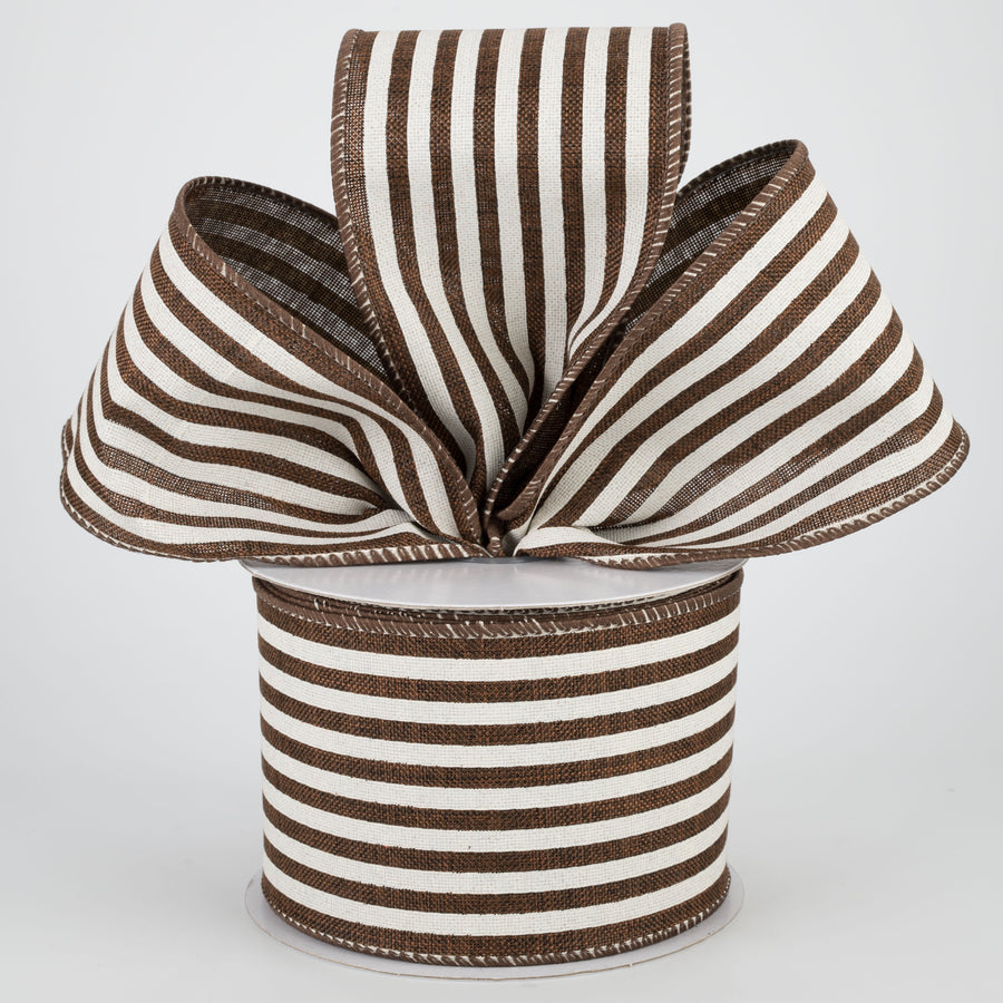 2.5" Cabana Stripes Ribbon: Brown & Ivory (10 Yards) Lifestyle Photo