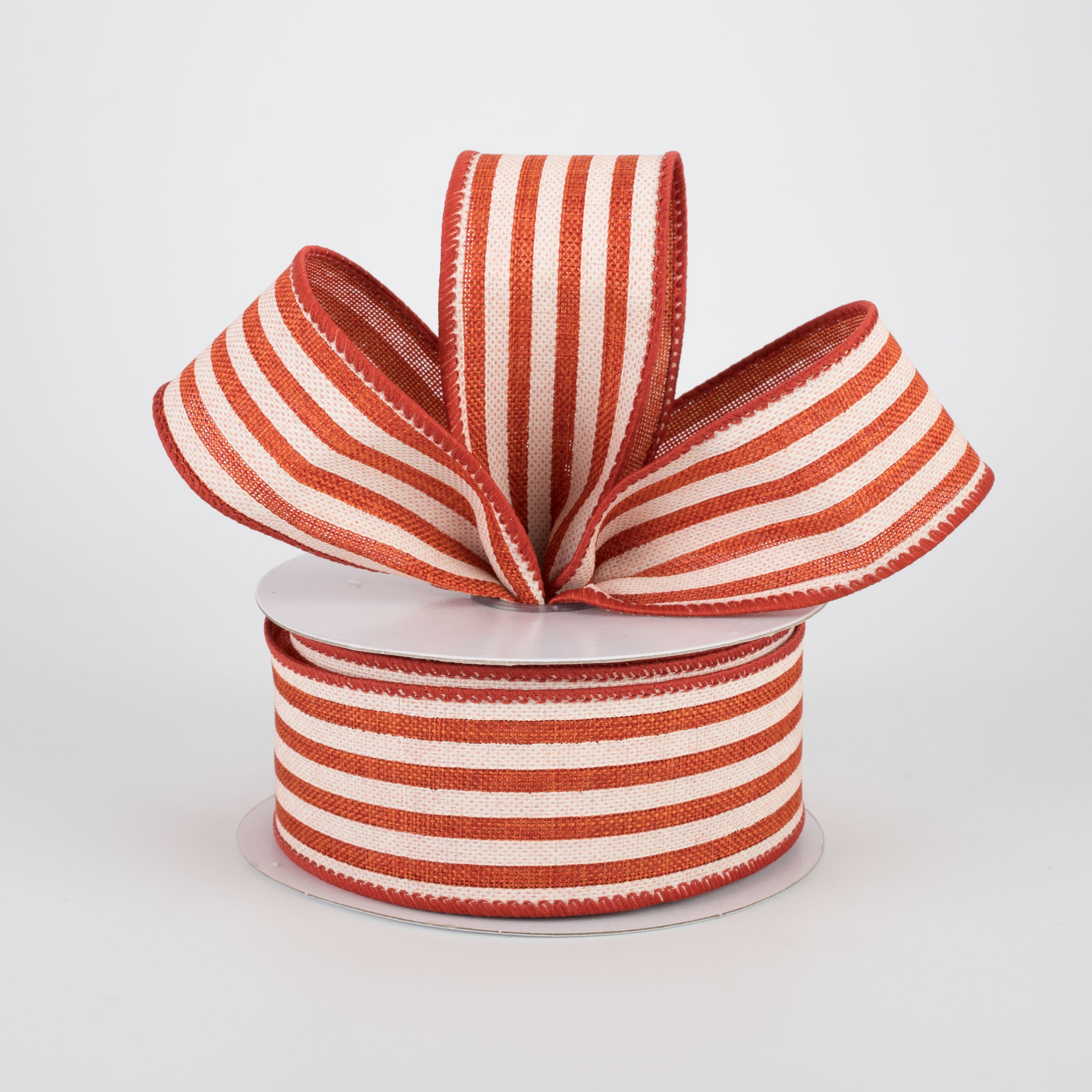 1.5" Cabana Stripes Ribbon: Orange & Ivory (10 Yards) Lifestyle Photo