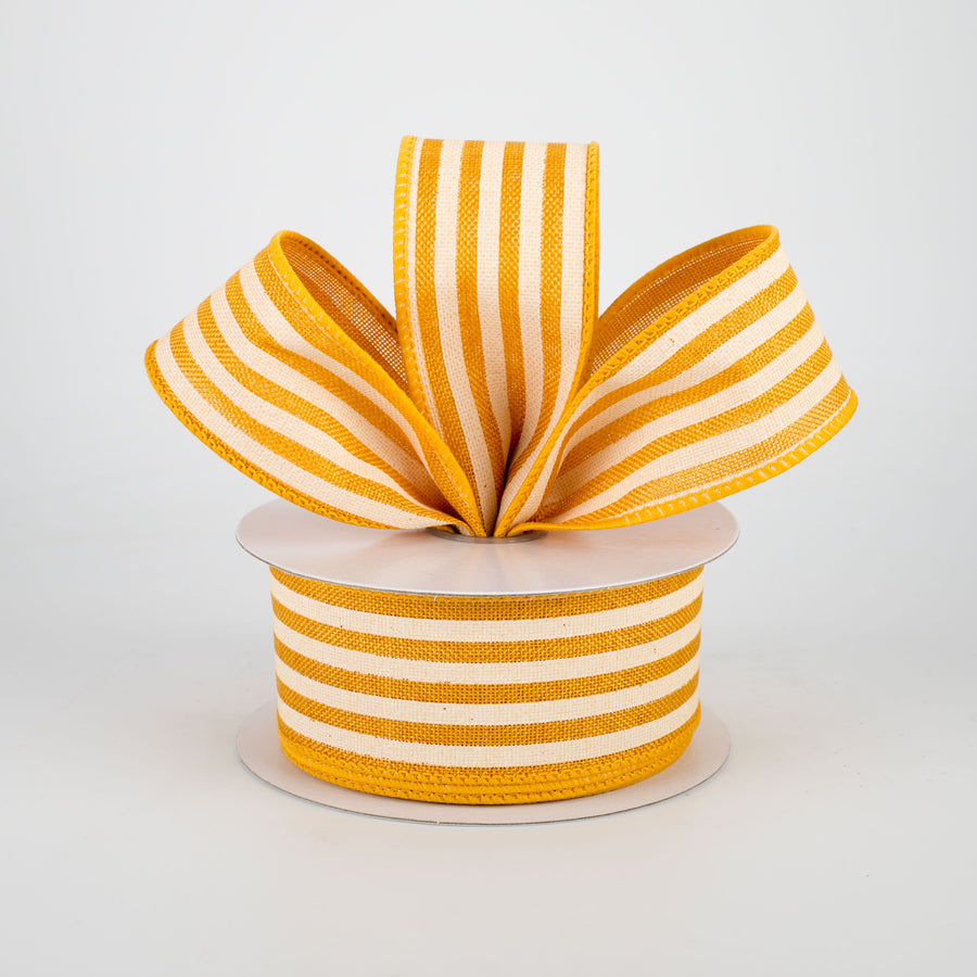 1.5" Cabana Stripes Ribbon: Sunflower & Ivory (10 Yards) Lifestyle Photo
