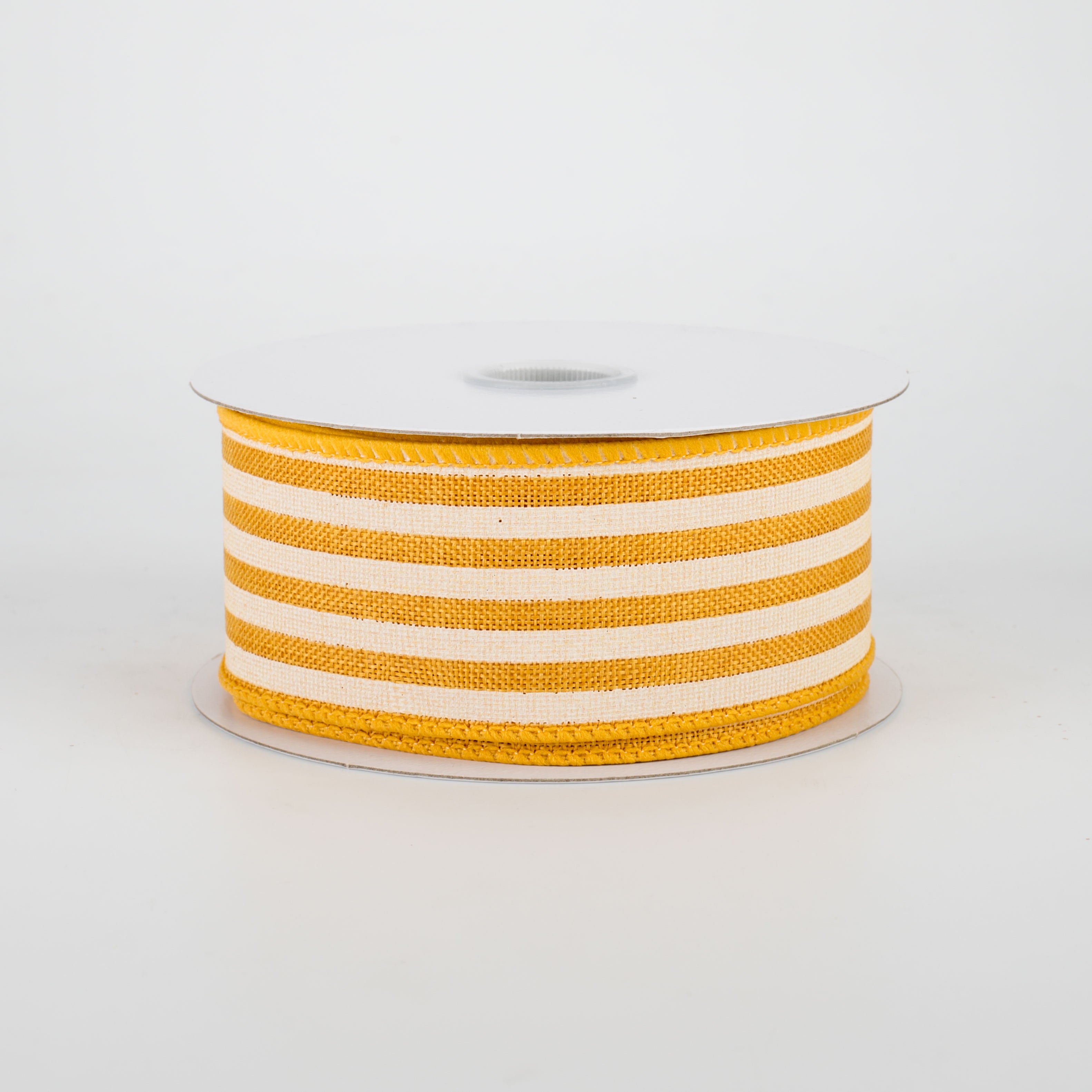 1.5" Cabana Stripes Ribbon: Sunflower & Ivory (10 Yards)