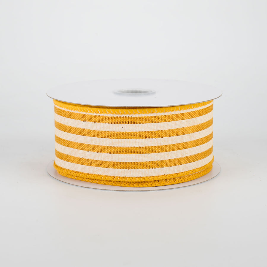 1.5" Cabana Stripes Ribbon: Sunflower & Ivory (10 Yards)