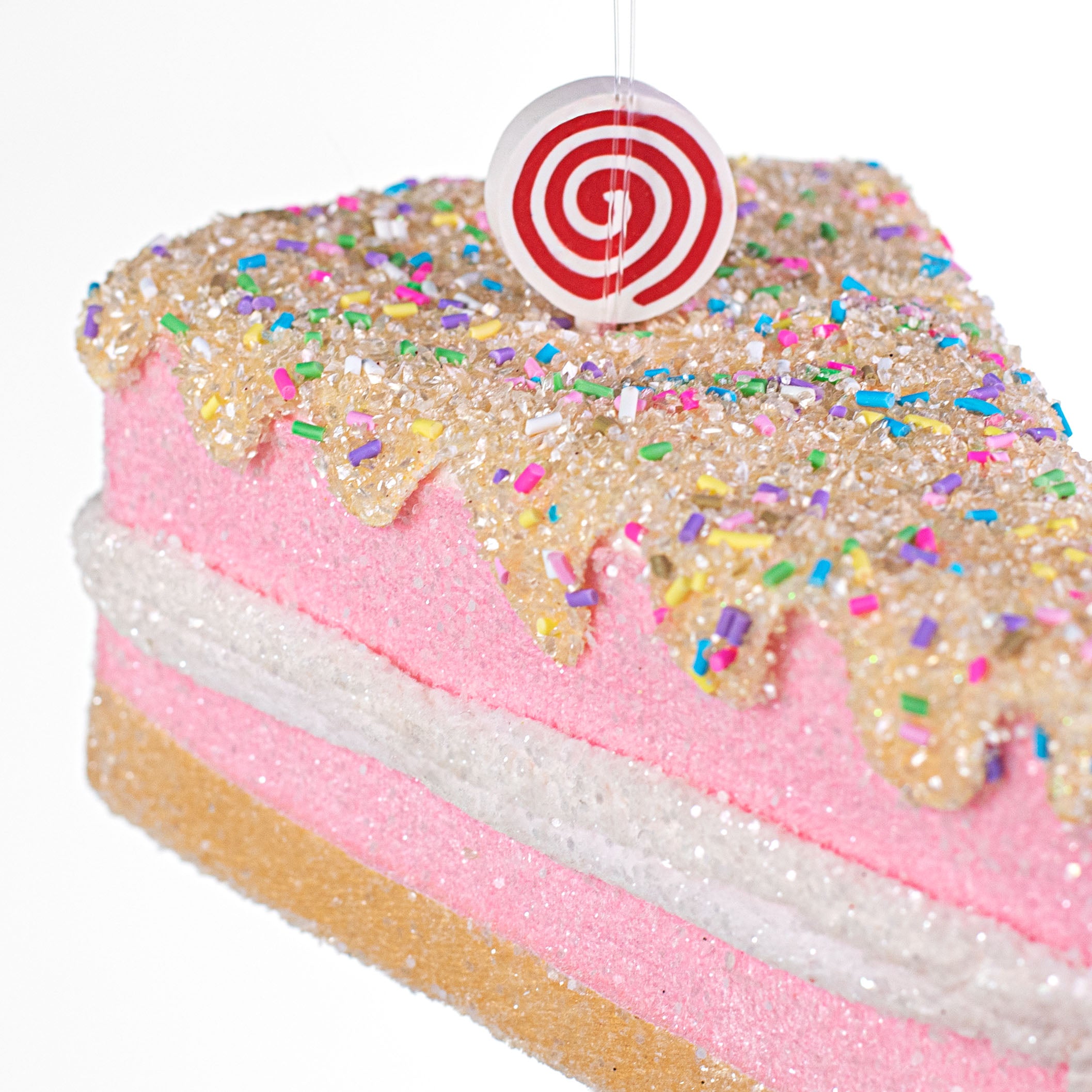 6" Cake Slice Ornament: Pink & Yellow detail photo 3