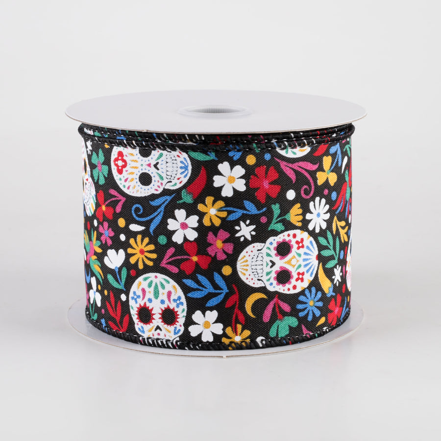 2.5" Calaveras Day of the Dead Skull Ribbon: Black (10 Yards) Item Number: 51410-40-25