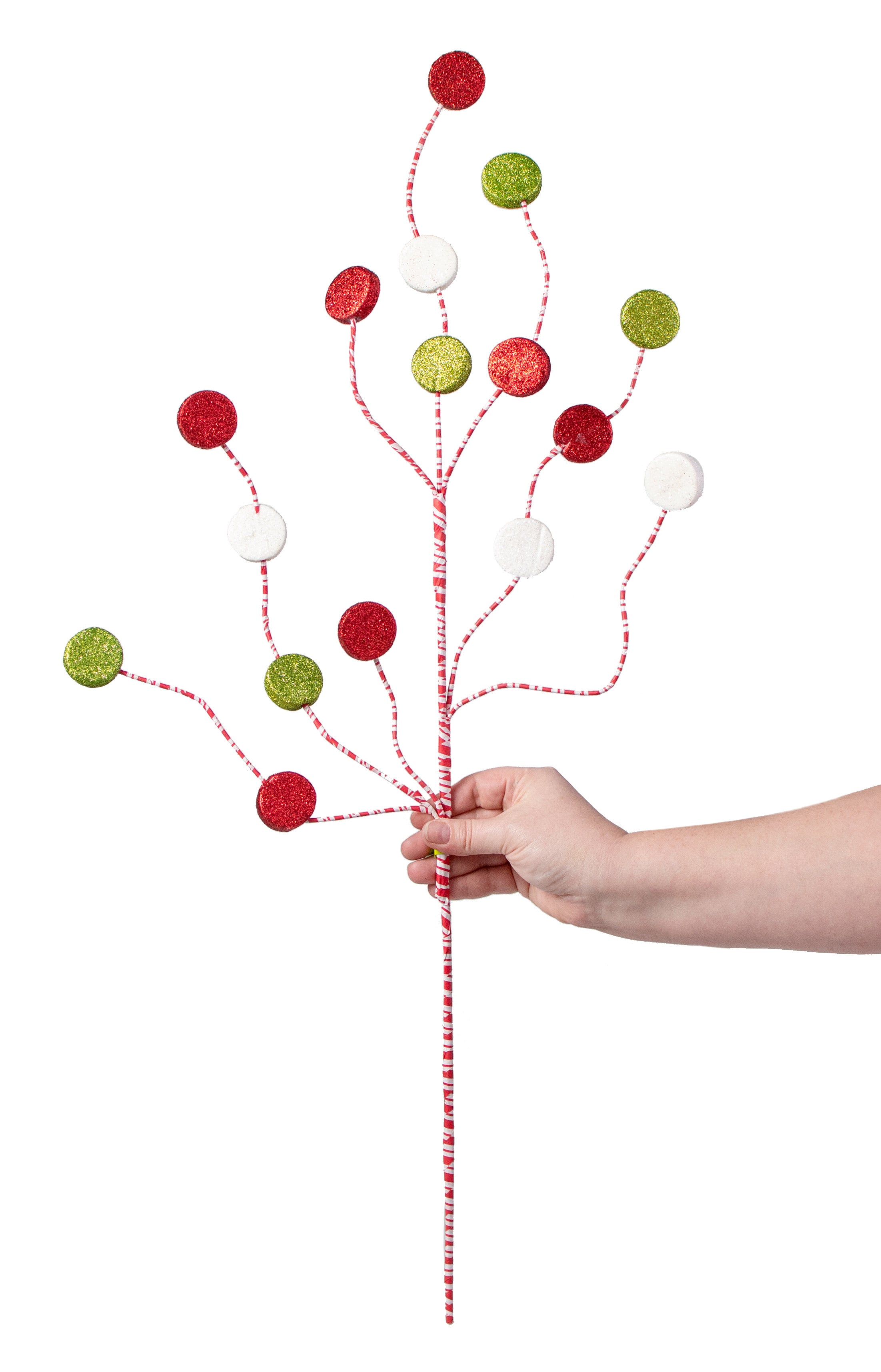 32" Candy Button Spray: Red & Green detail photo 3
