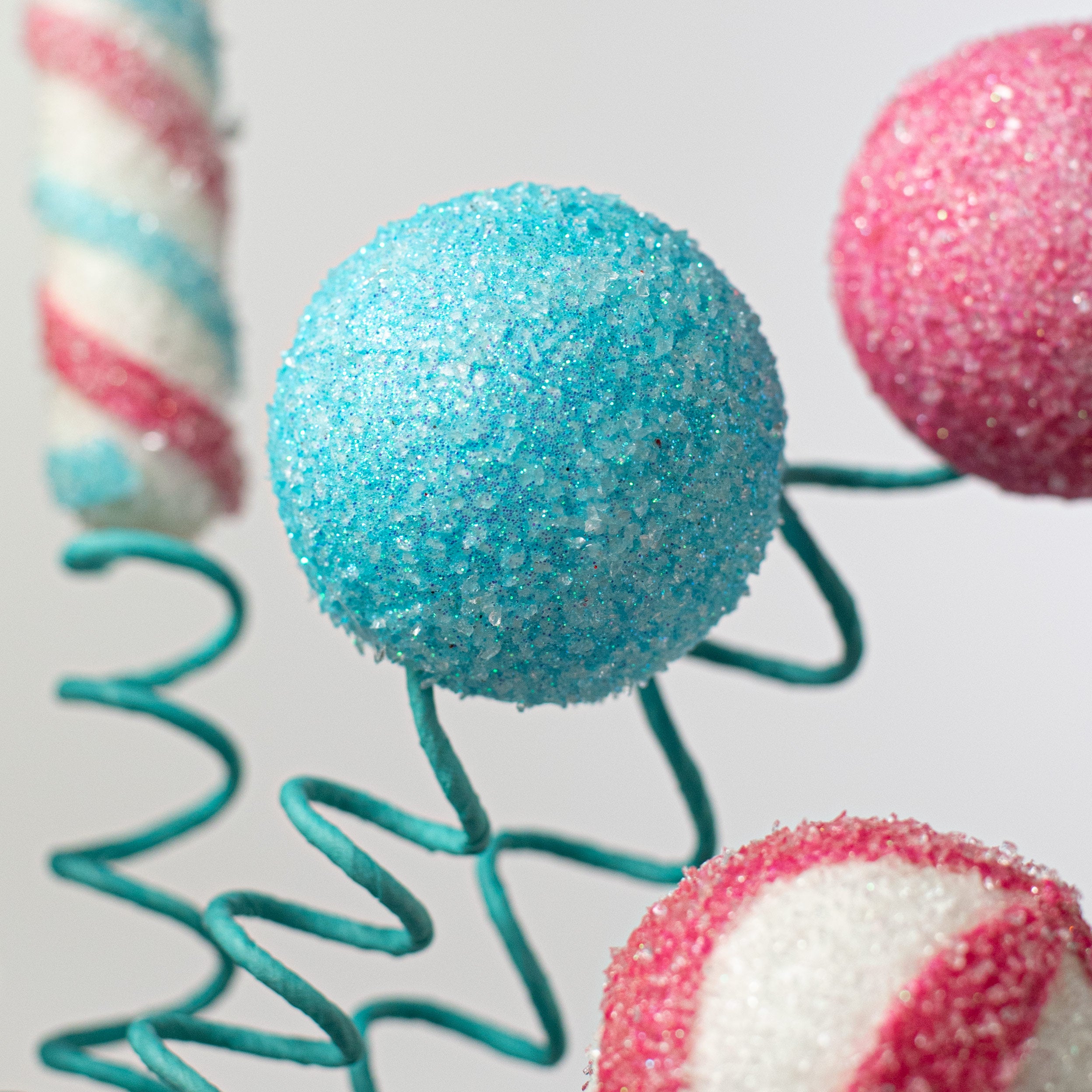 18" Candy Cane Ball Pick: Fuchsia, Blue, White Lifestyle Photo
