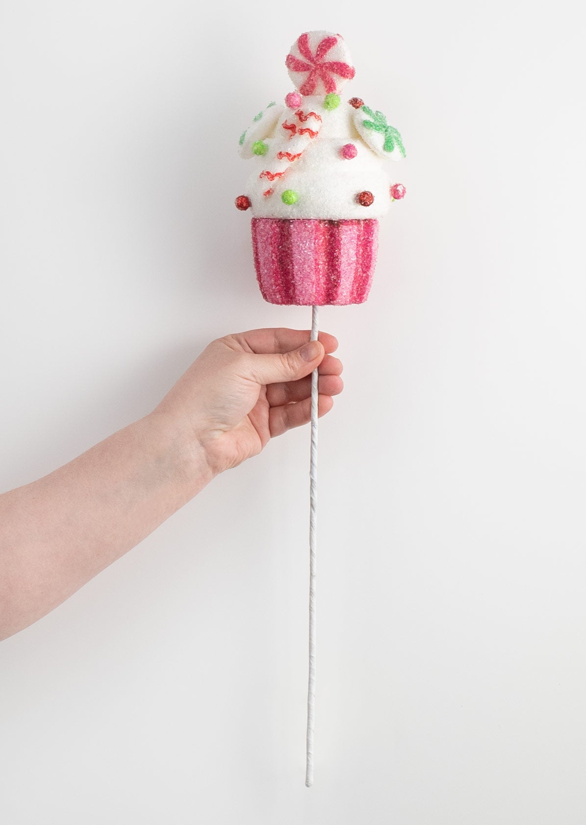 16" Candy Cane Cupcake Pick: Hot Pink detail photo 3
