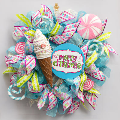 15" Candy Cane Ice Cream Cone Ornament Lifestyle Photo