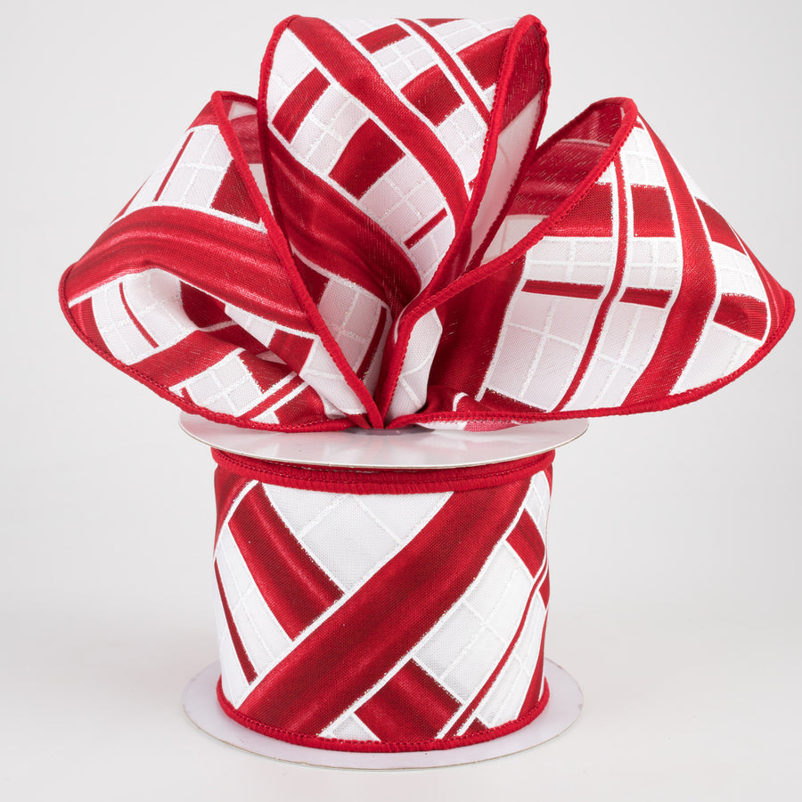 2.5" Candy Cane Plaid Ribbon: White & Red (10 Yards) Lifestyle Photo