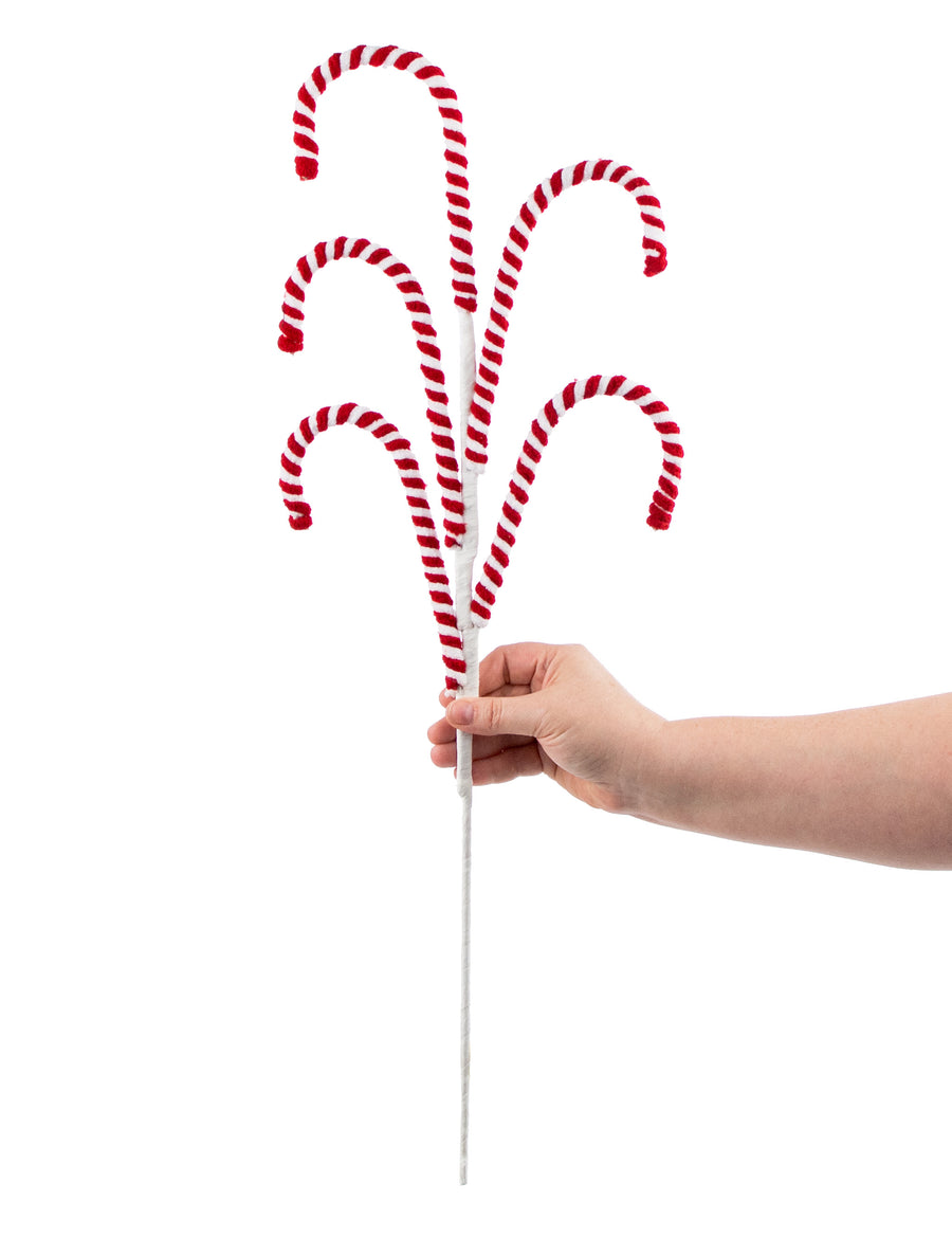 26" Candy Cane Spray: Red & White detail photo 3
