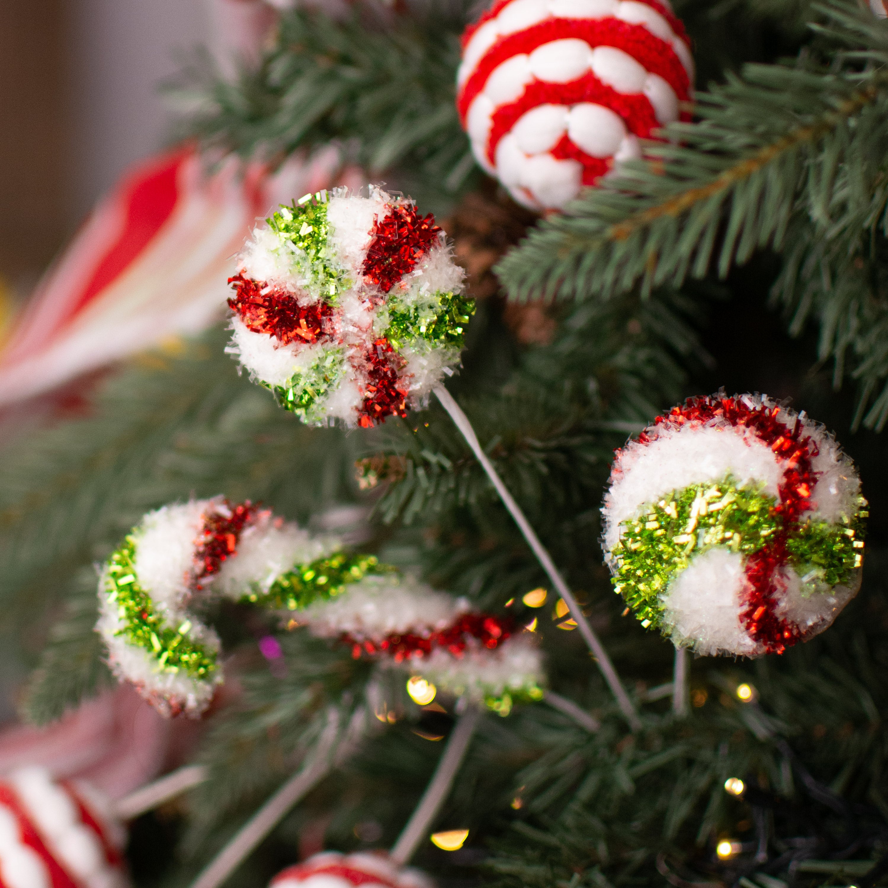 14" Candy Cane Spray: Red, White, Lime Lifestyle Photo