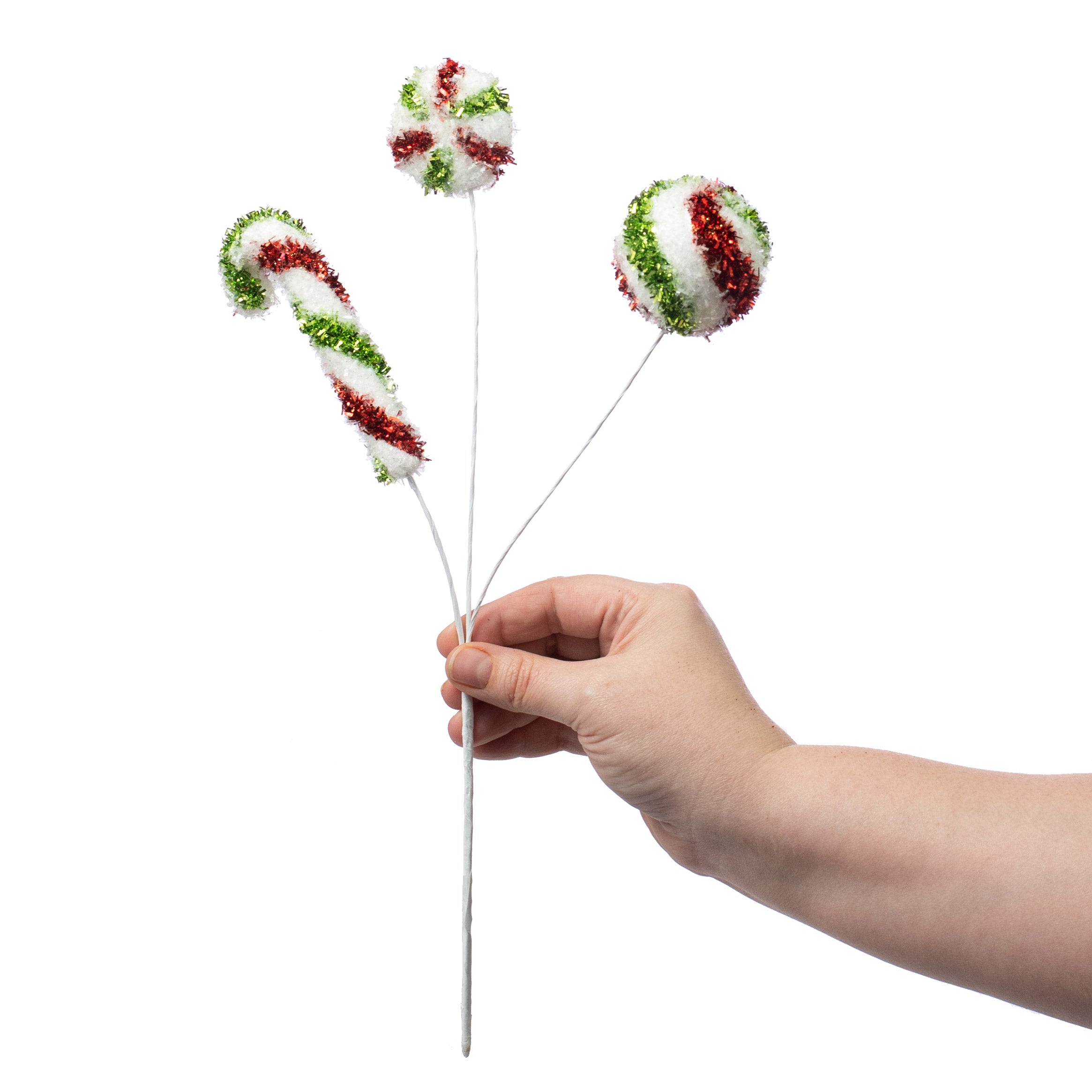 14" Candy Cane Spray: Red, White, Lime detail photo 3