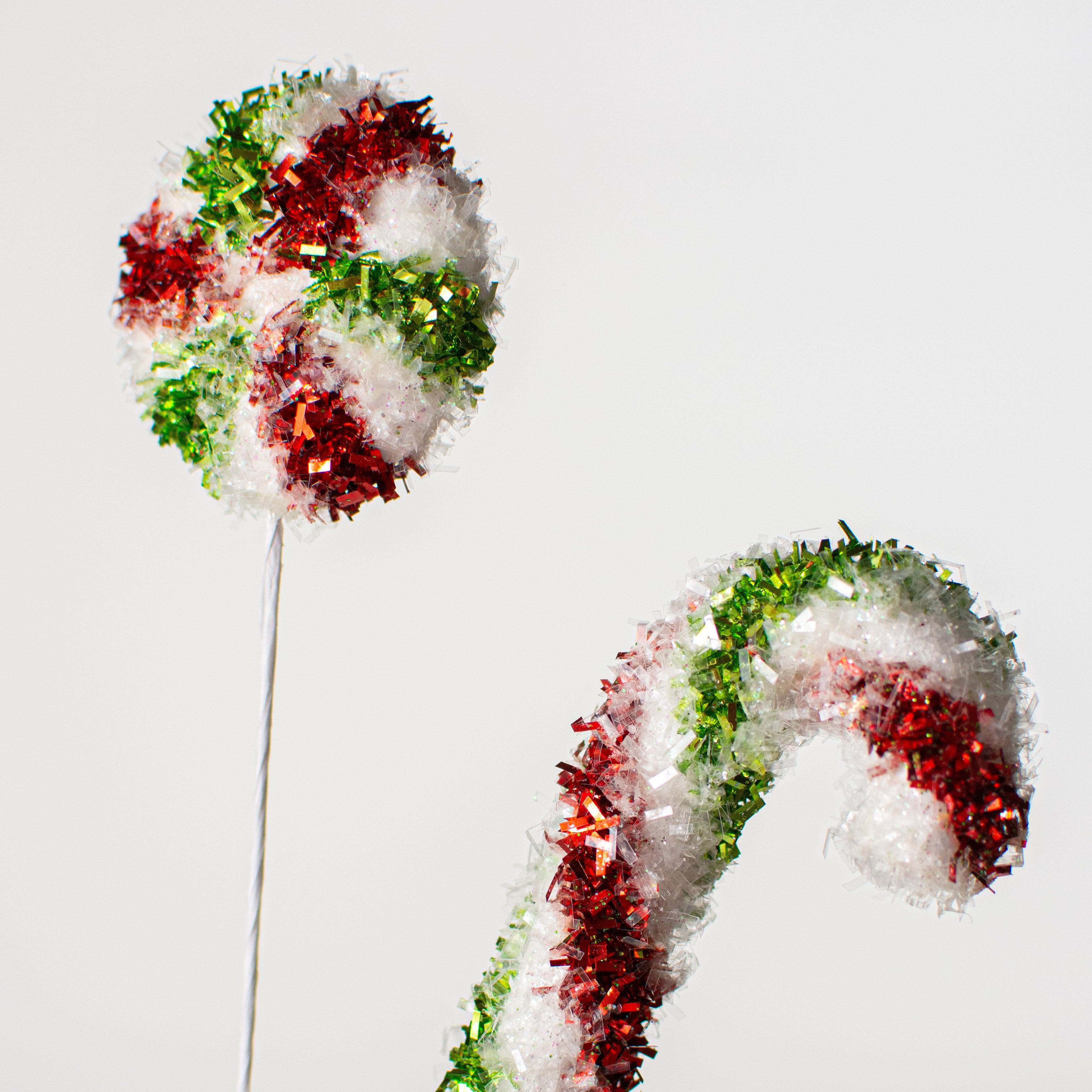 14" Candy Cane Spray: Red, White, Lime detail photo 4
