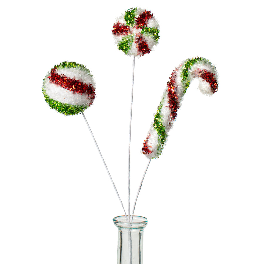 14" Candy Cane Spray: Red, White, Lime Item Number: XC105692
