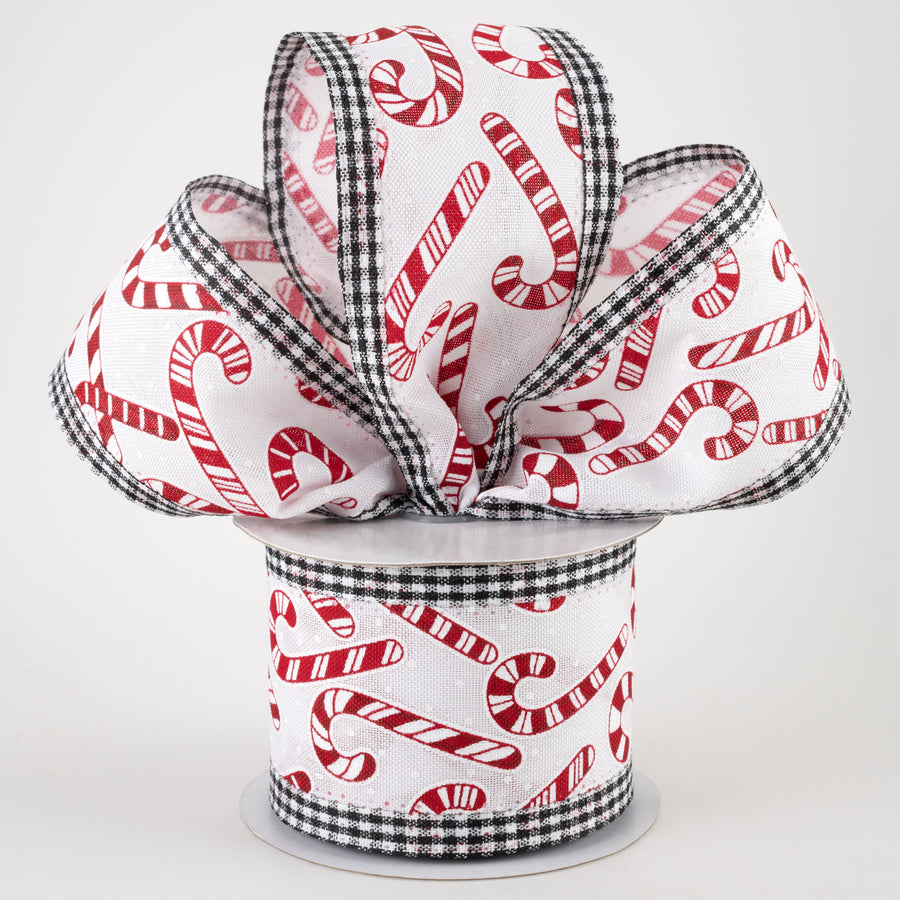 2.5" Candy Canes Gingham Edge Ribbon (10 Yards) Lifestyle Photo