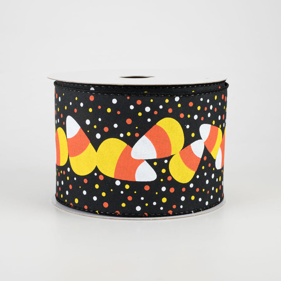 2.5" Candy Corn Satin Ribbon: Black (10 Yards)
