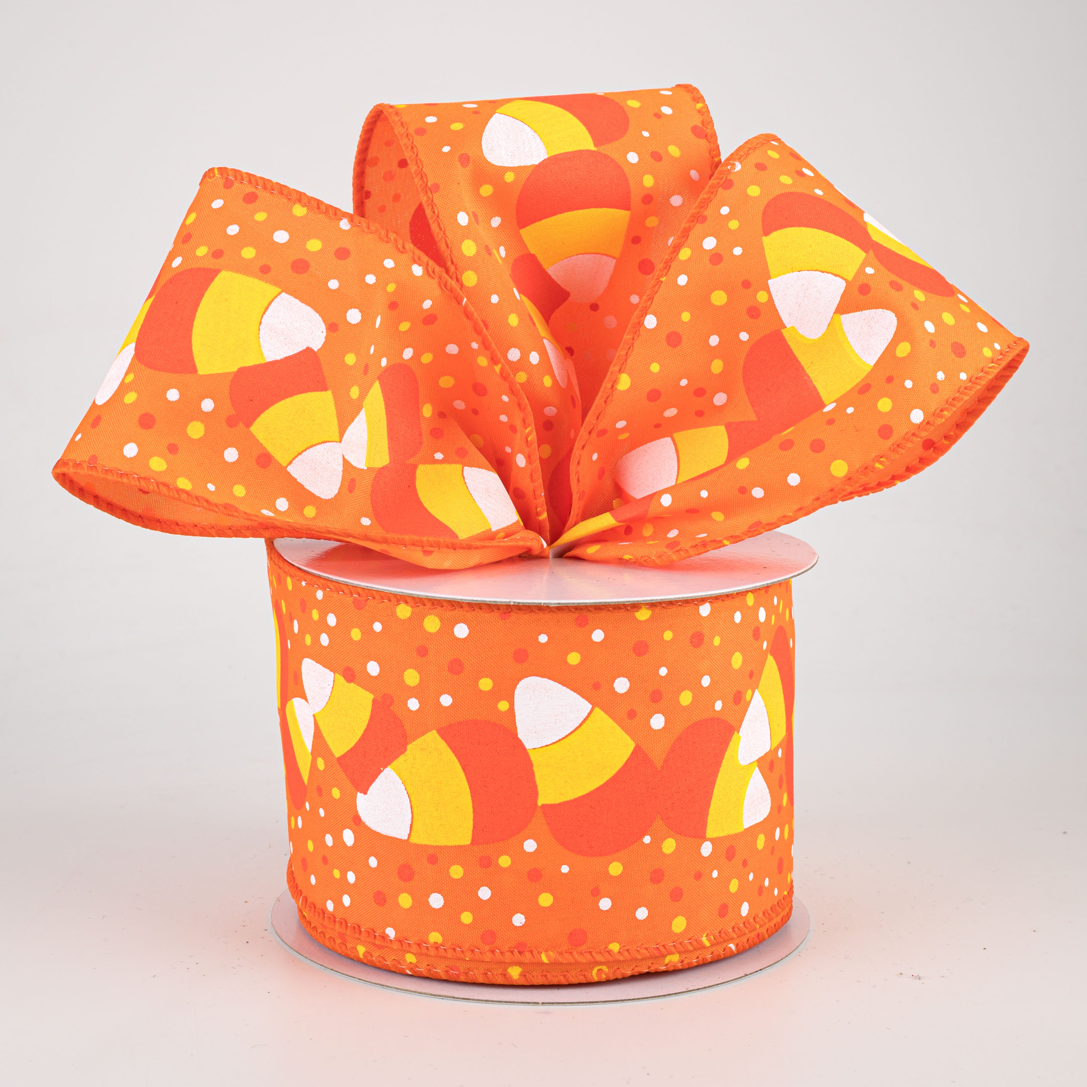 2.5" Candy Corn Satin Ribbon: Orange (10 Yards) Lifestyle Photo