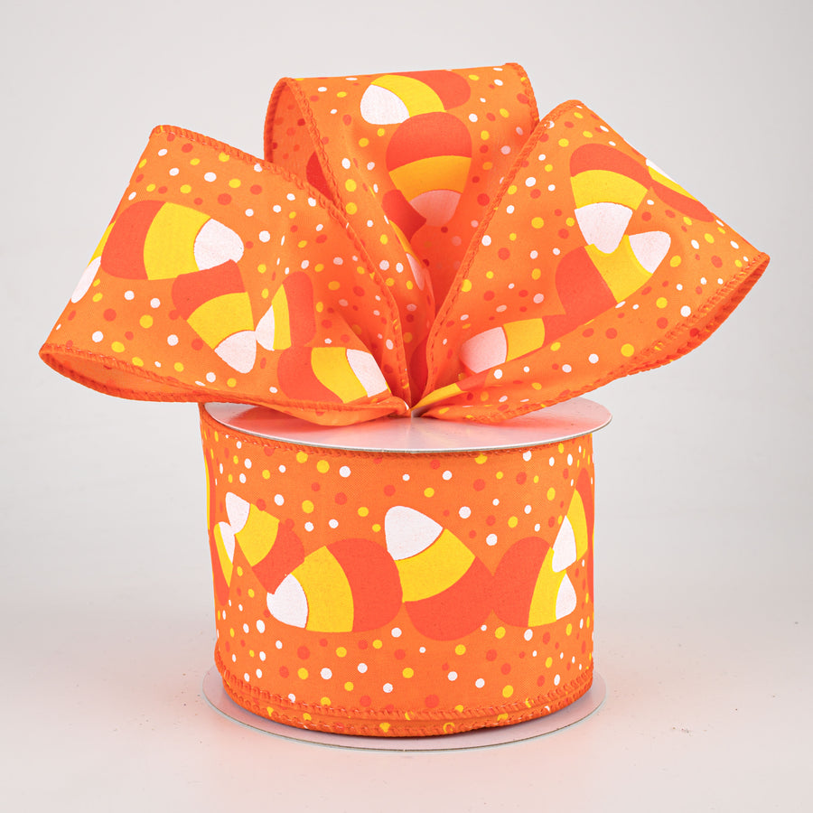 2.5" Candy Corn Satin Ribbon: Orange (10 Yards) Lifestyle Photo