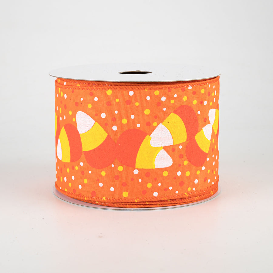 2.5" Candy Corn Satin Ribbon: Orange (10 Yards)