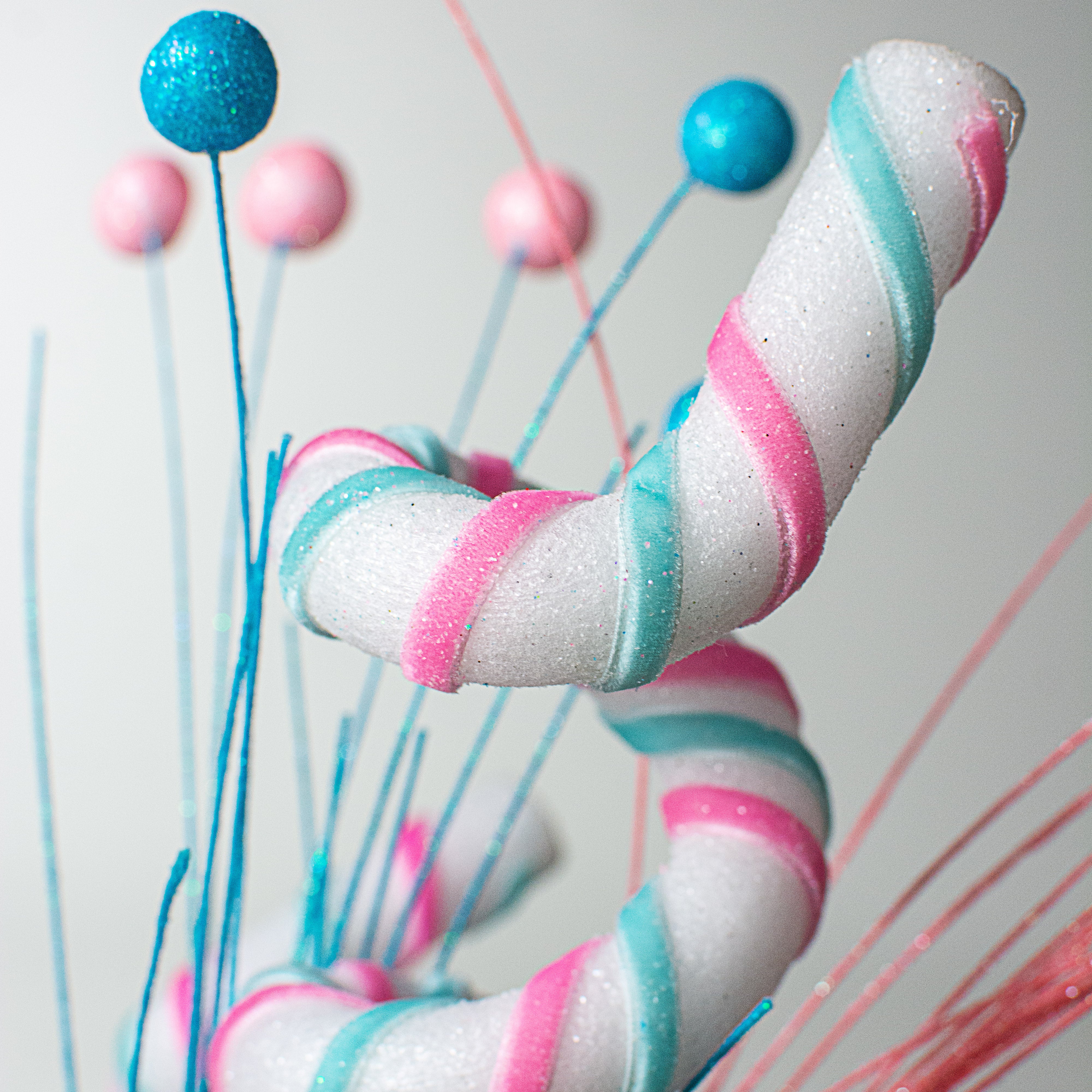 34" Candy Curly Spray: Pink & Blue Lifestyle Photo