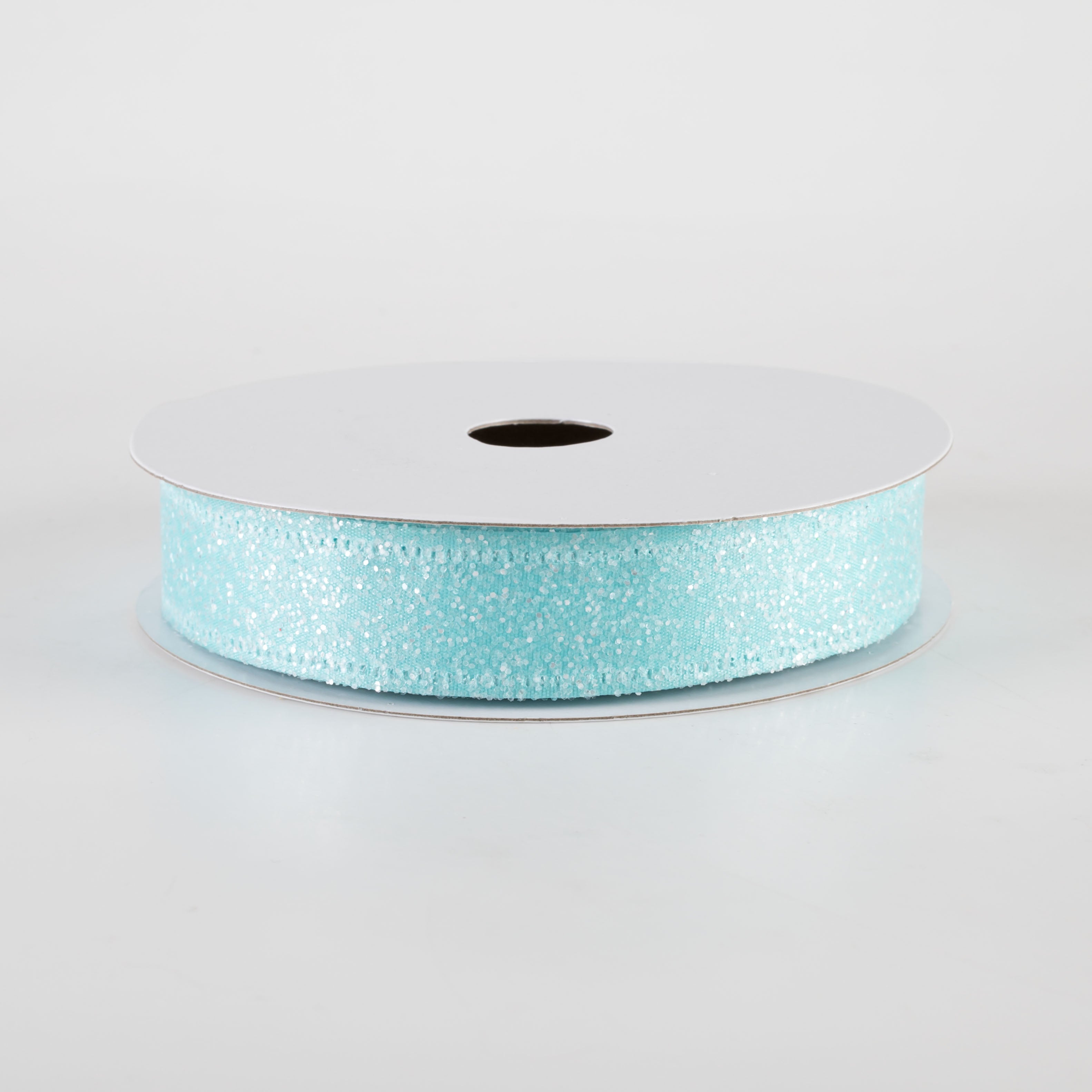 7/8" Candy Glittered Satin Ribbon: Aqua Blue (10 Yards) Item Number: 46420-05-45