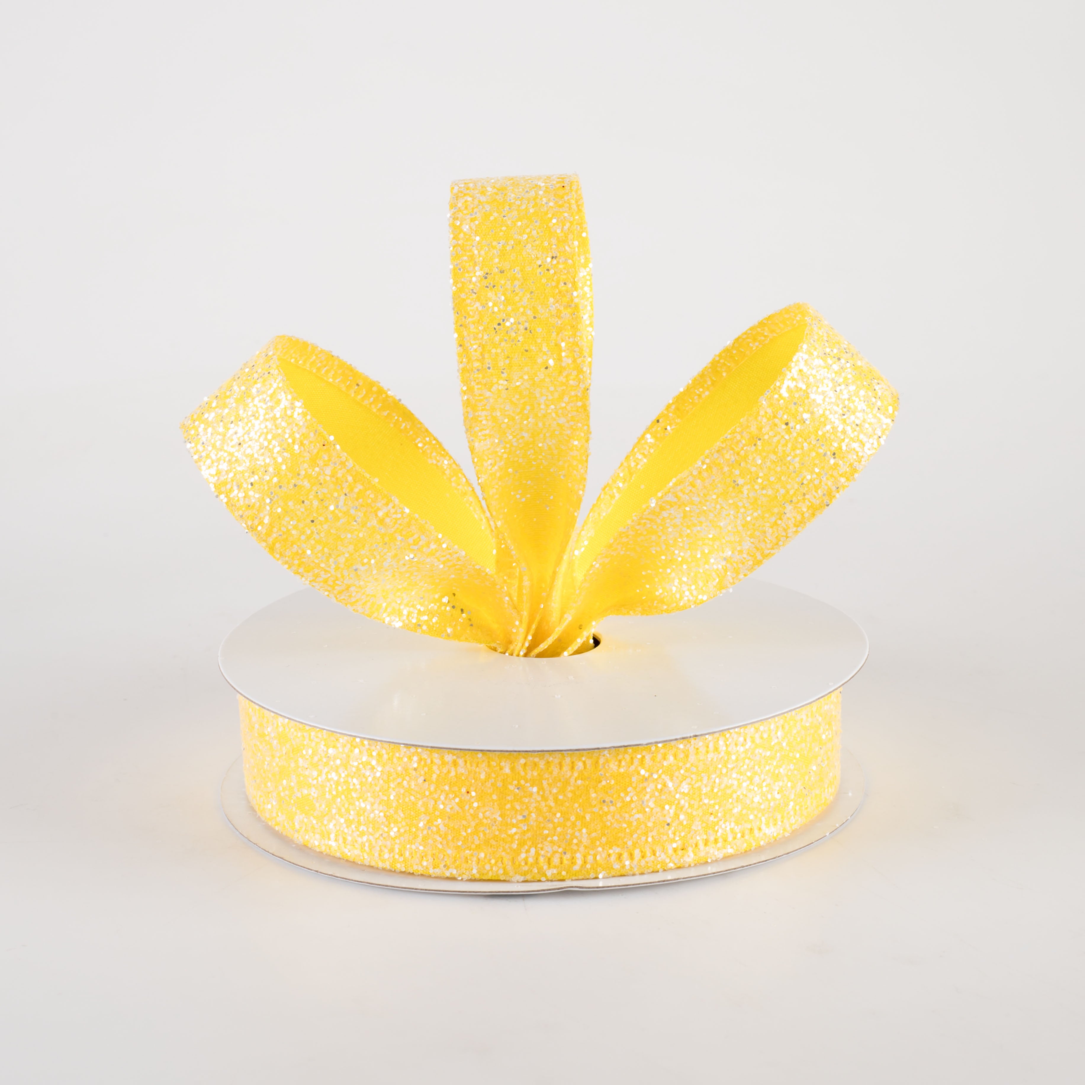 7/8" Candy Glittered Satin Ribbon: Yellow (10 Yards) Lifestyle Photo