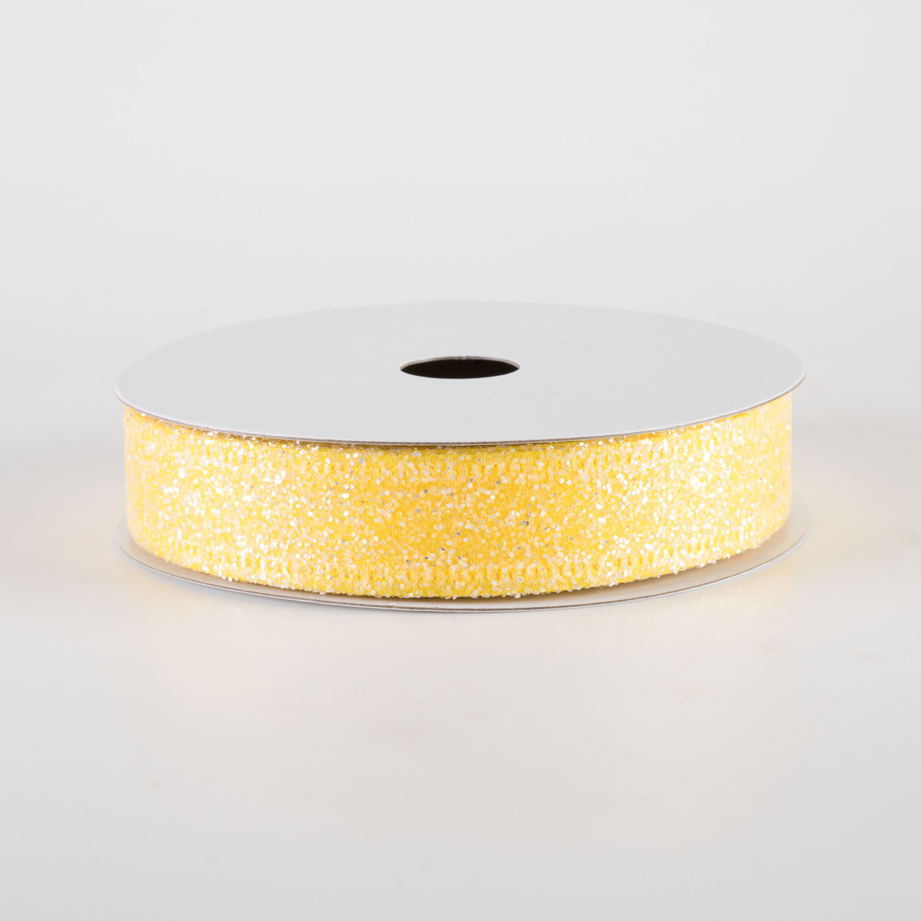 7/8" Candy Glittered Satin Ribbon: Yellow (10 Yards)