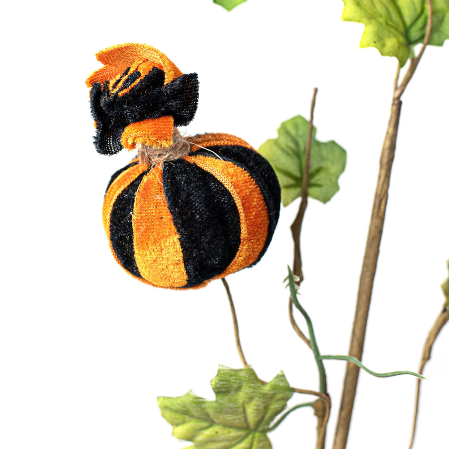 16" Candy Pumpkin Leaves Pick: Black Lifestyle Photo