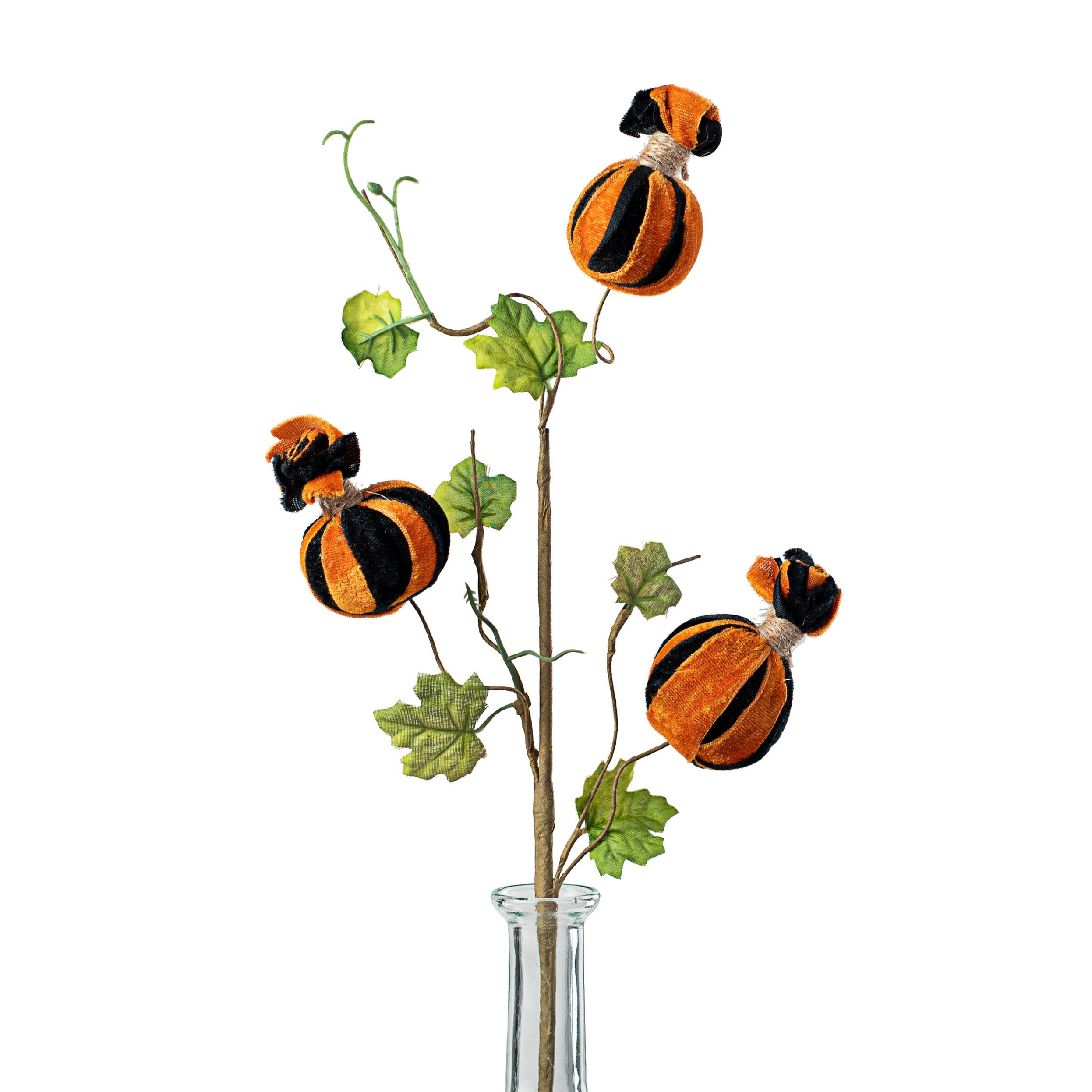 16" Candy Pumpkin Leaves Pick: Black Item Number: DX134481