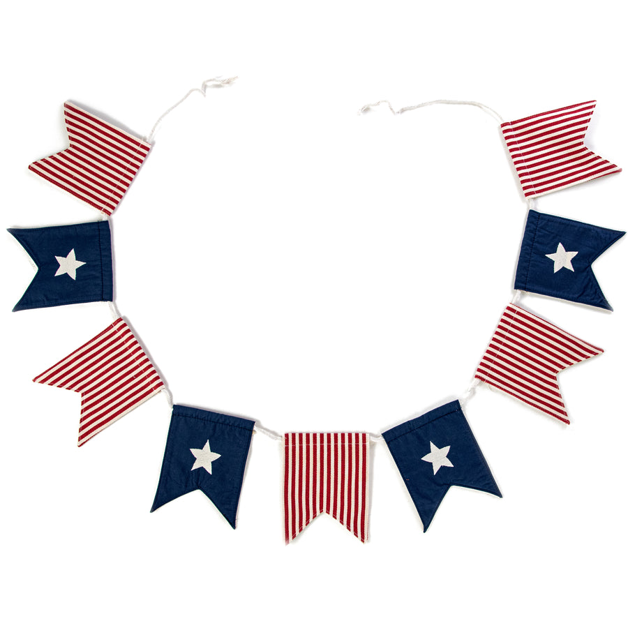 [D Stevens] 72" Canvas Bunting USA Flags Garland Item Number: 18-2963