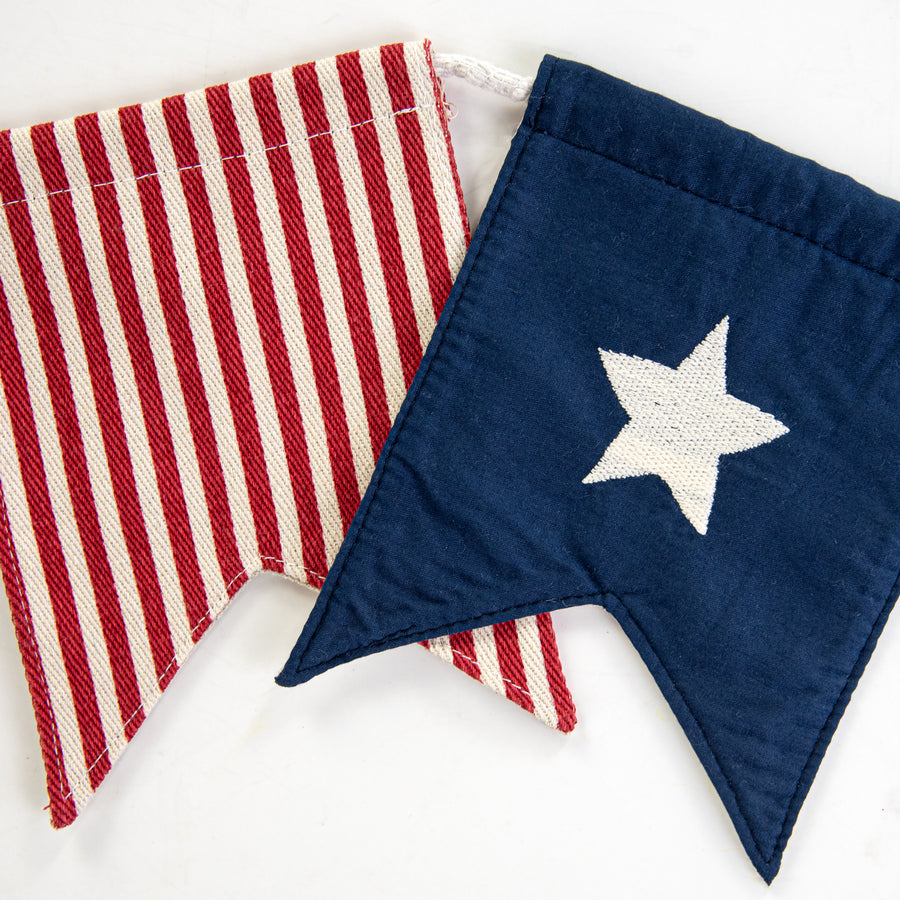 [D Stevens] 72" Canvas Bunting USA Flags Garland detail photo 3