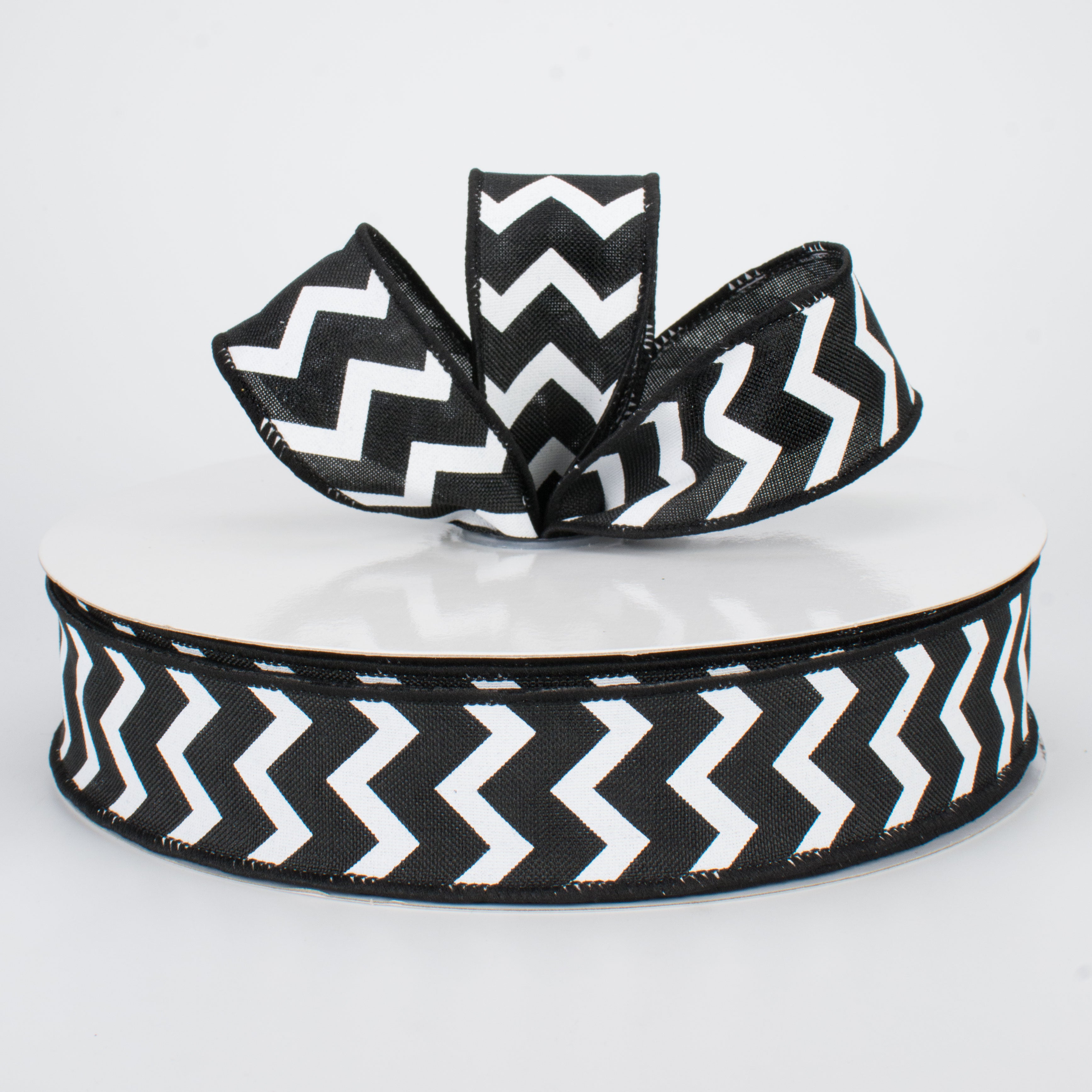 1.5" Canvas Chevron Ribbon: Black & White (50 Yards) Lifestyle Photo